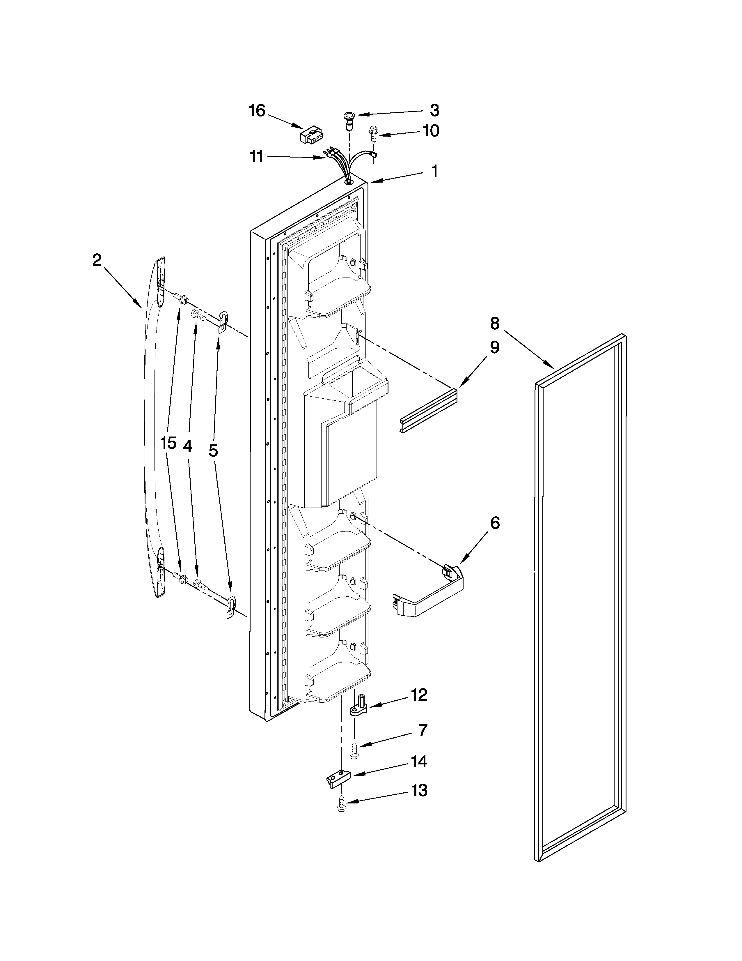 Whirlpool ED5NHGXVQ01 freezer door parts diagram