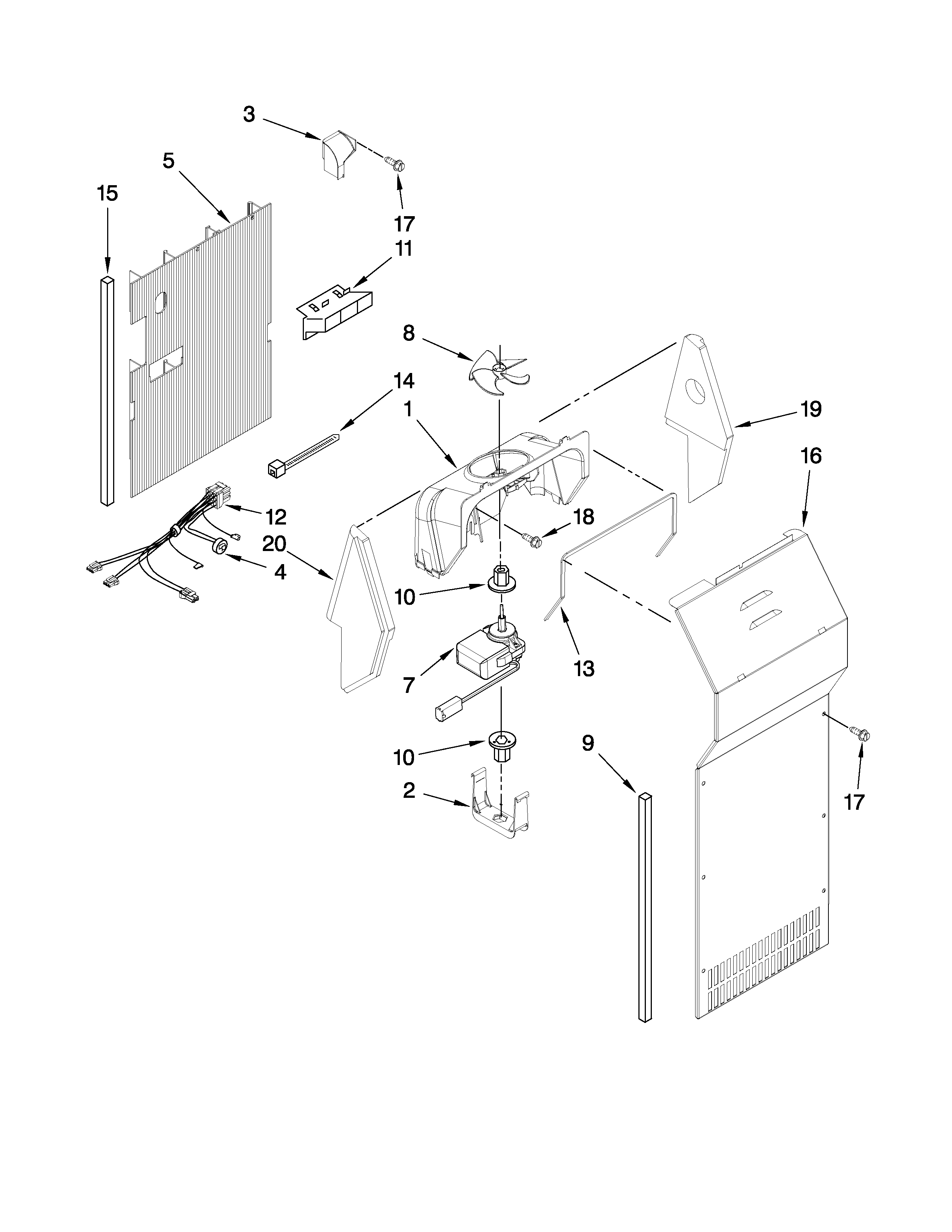 Whirlpool ED5NHGXVQ01 air flow parts diagram