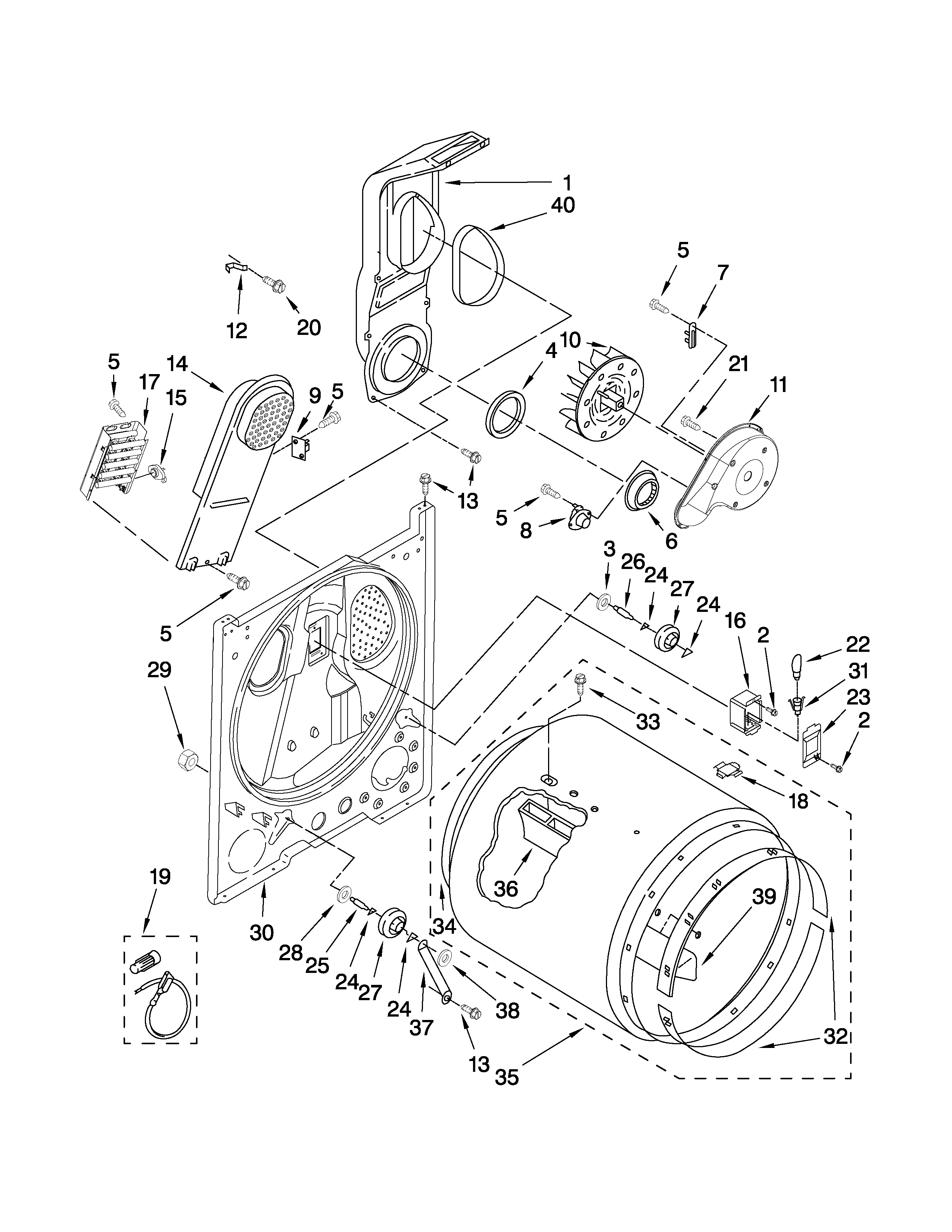 Whirlpool YWED5200VQ1 bulkhead parts diagram