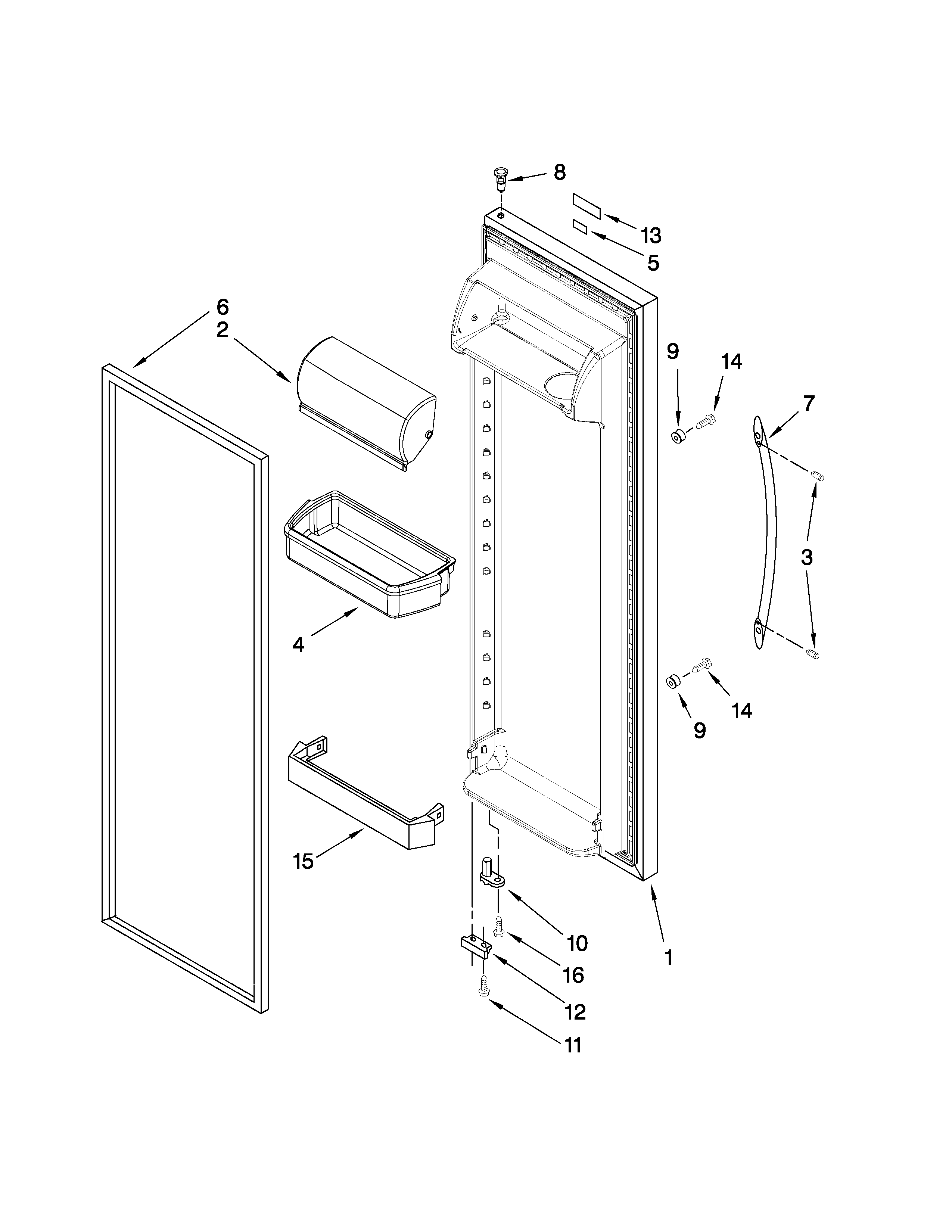 Whirlpool BRS70EBANA01 refrigerator door parts diagram