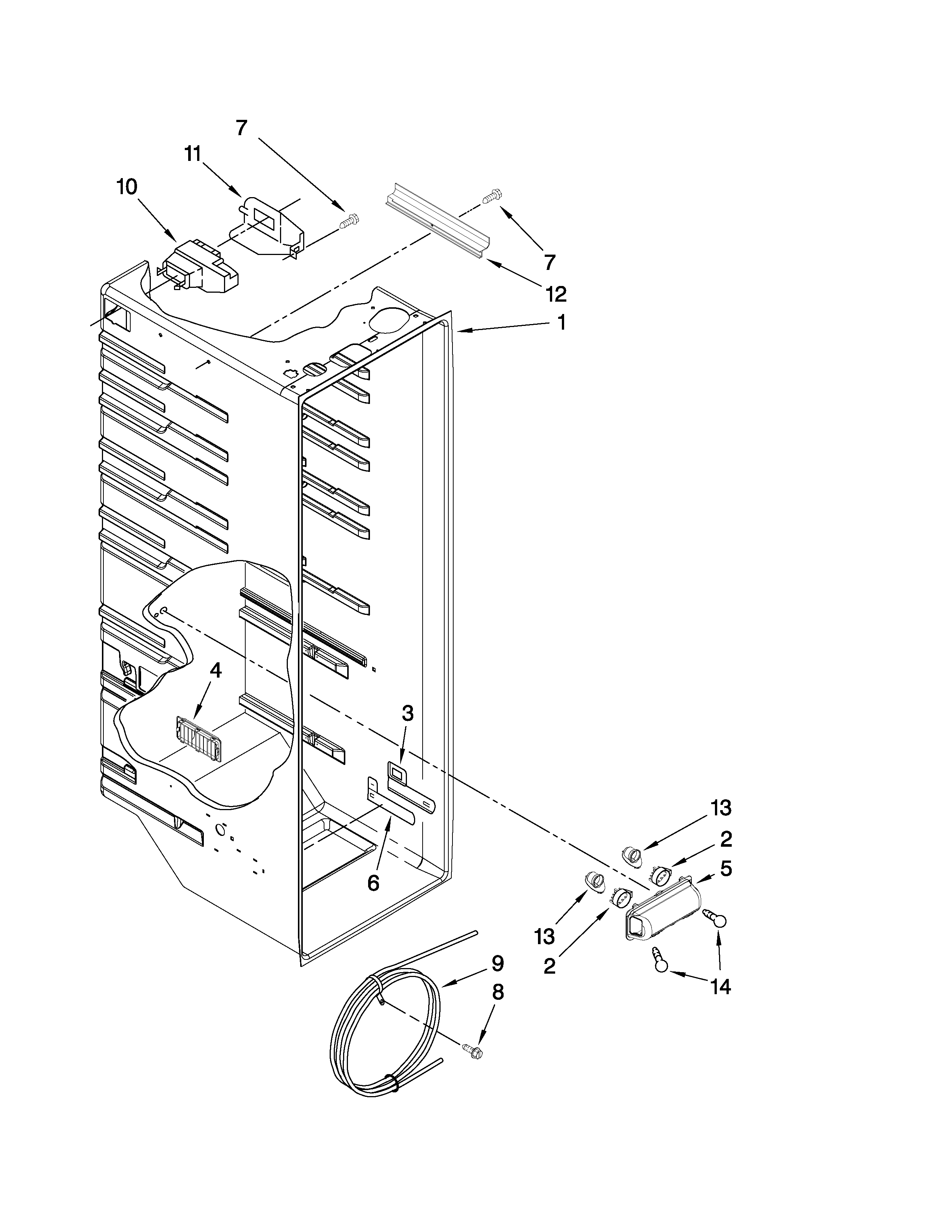 Whirlpool BRS70EMANA01 refrigerator liner parts diagram