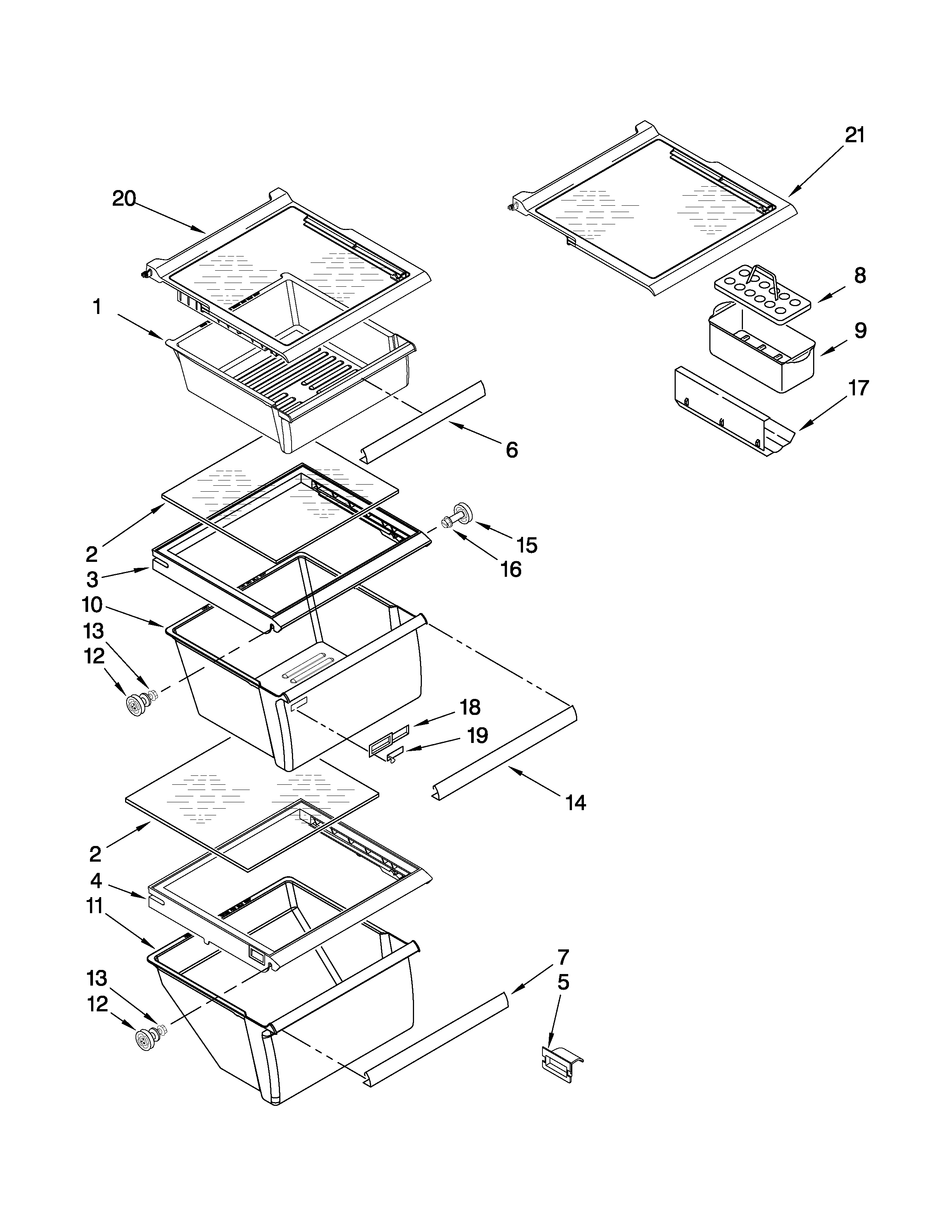 Whirlpool BRS70EMANA01 refrigerator shelf parts diagram