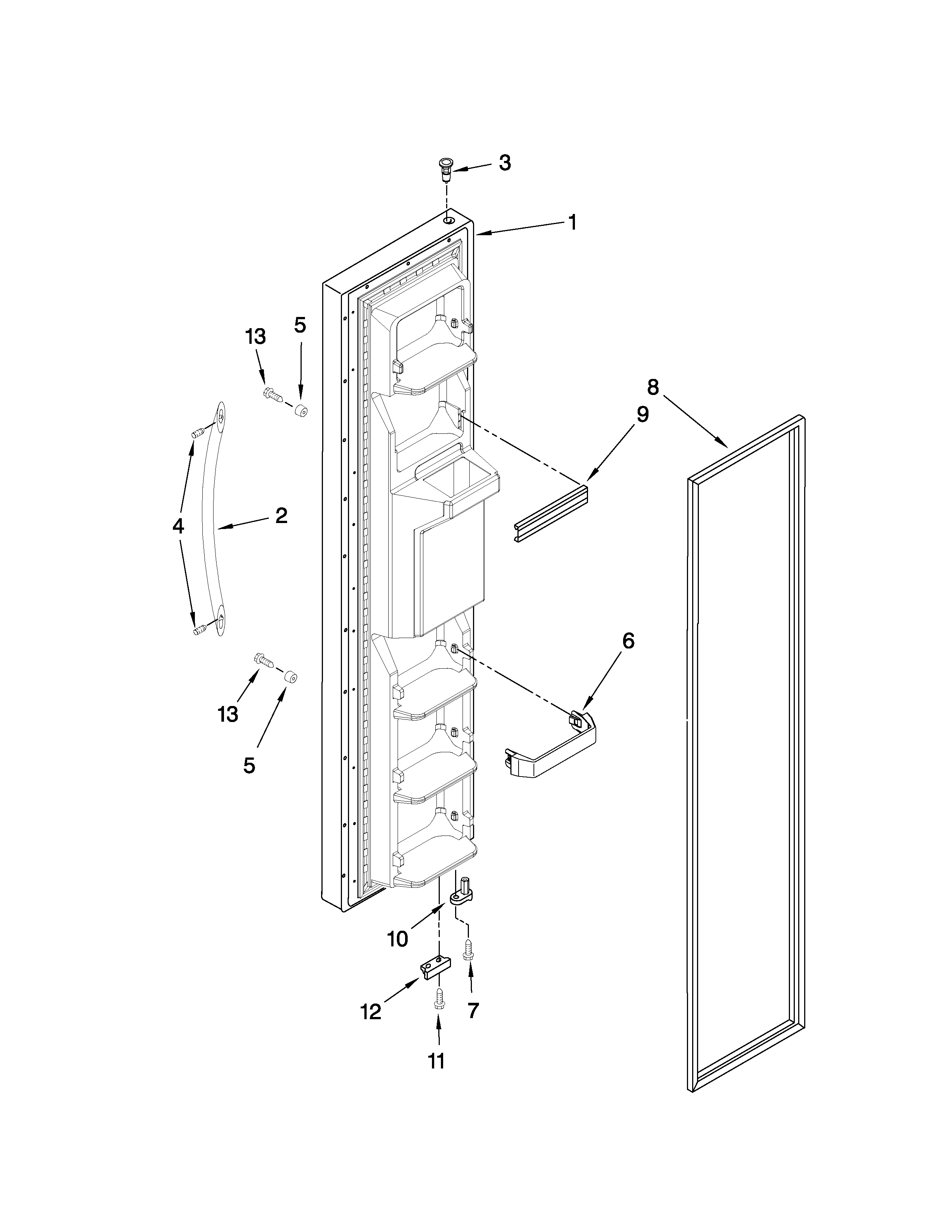 Whirlpool BRS70EMANA01 freezer door parts diagram