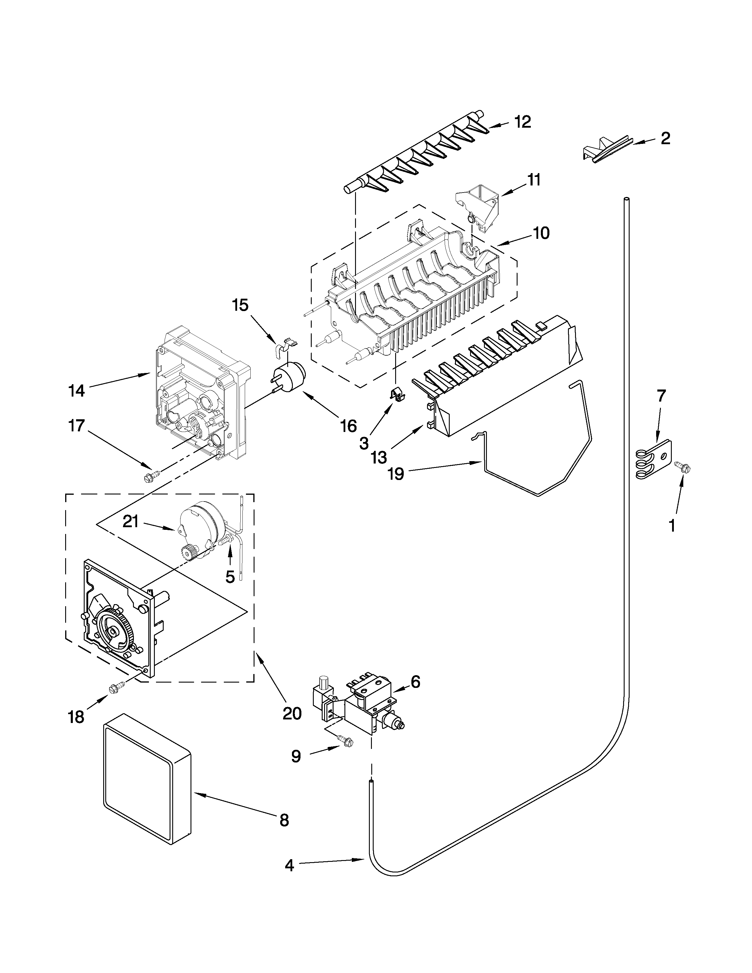 Whirlpool BRS70EMANA01 icemaker parts diagram