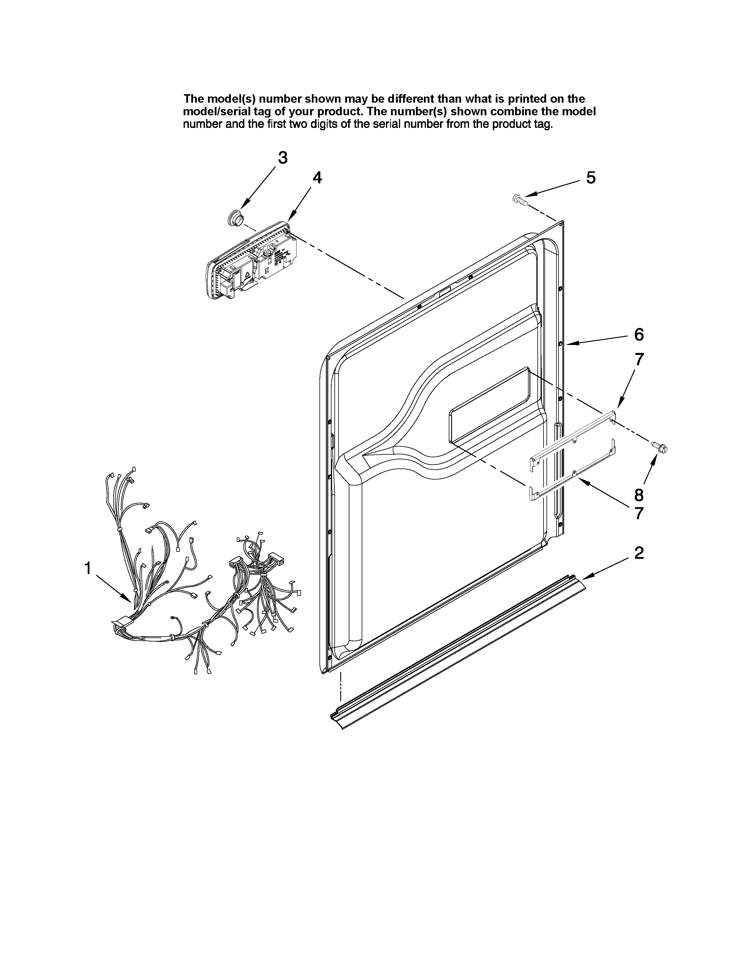 Maytag MDB7851AWW44 door and latch parts diagram