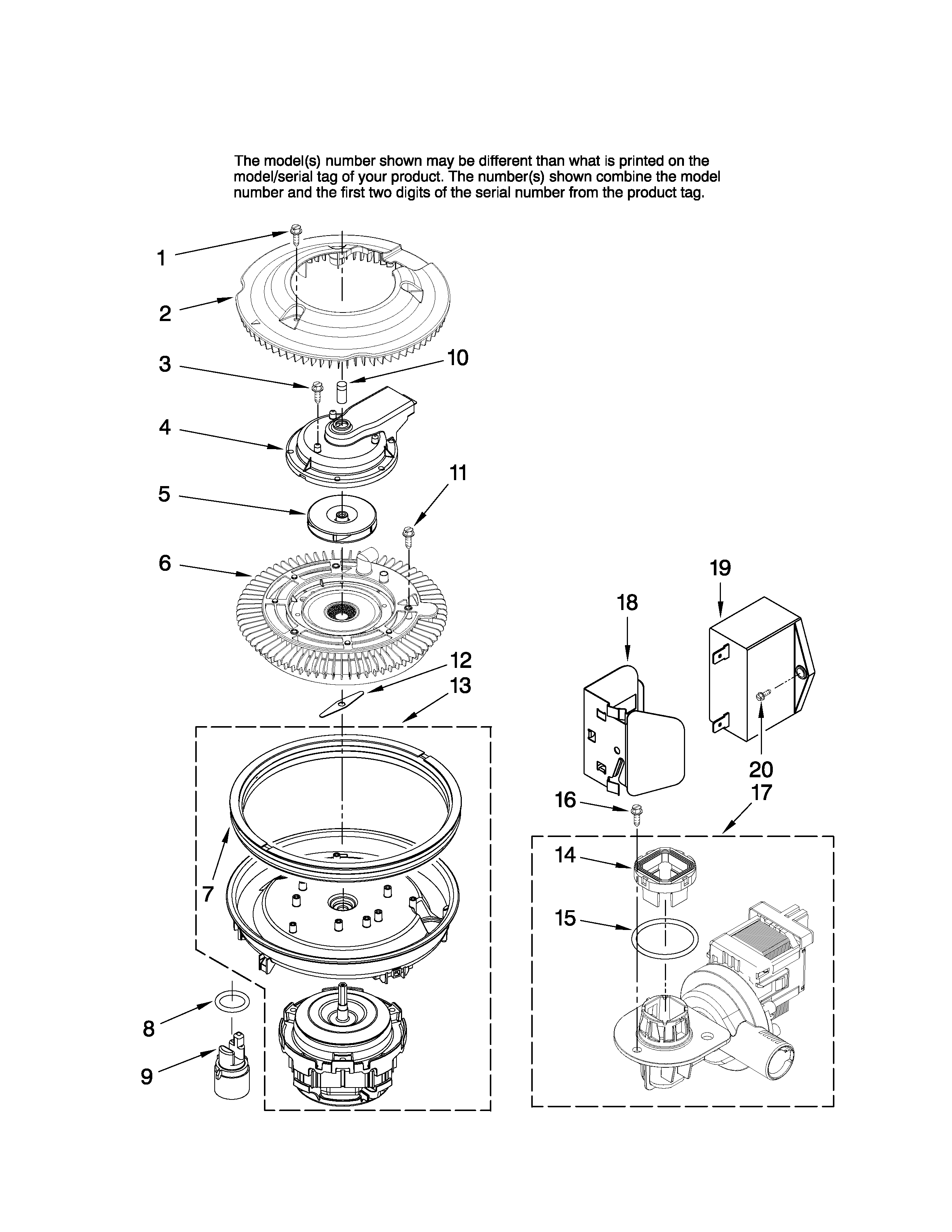 Maytag MDBH945AWB42 pump and motor parts diagram