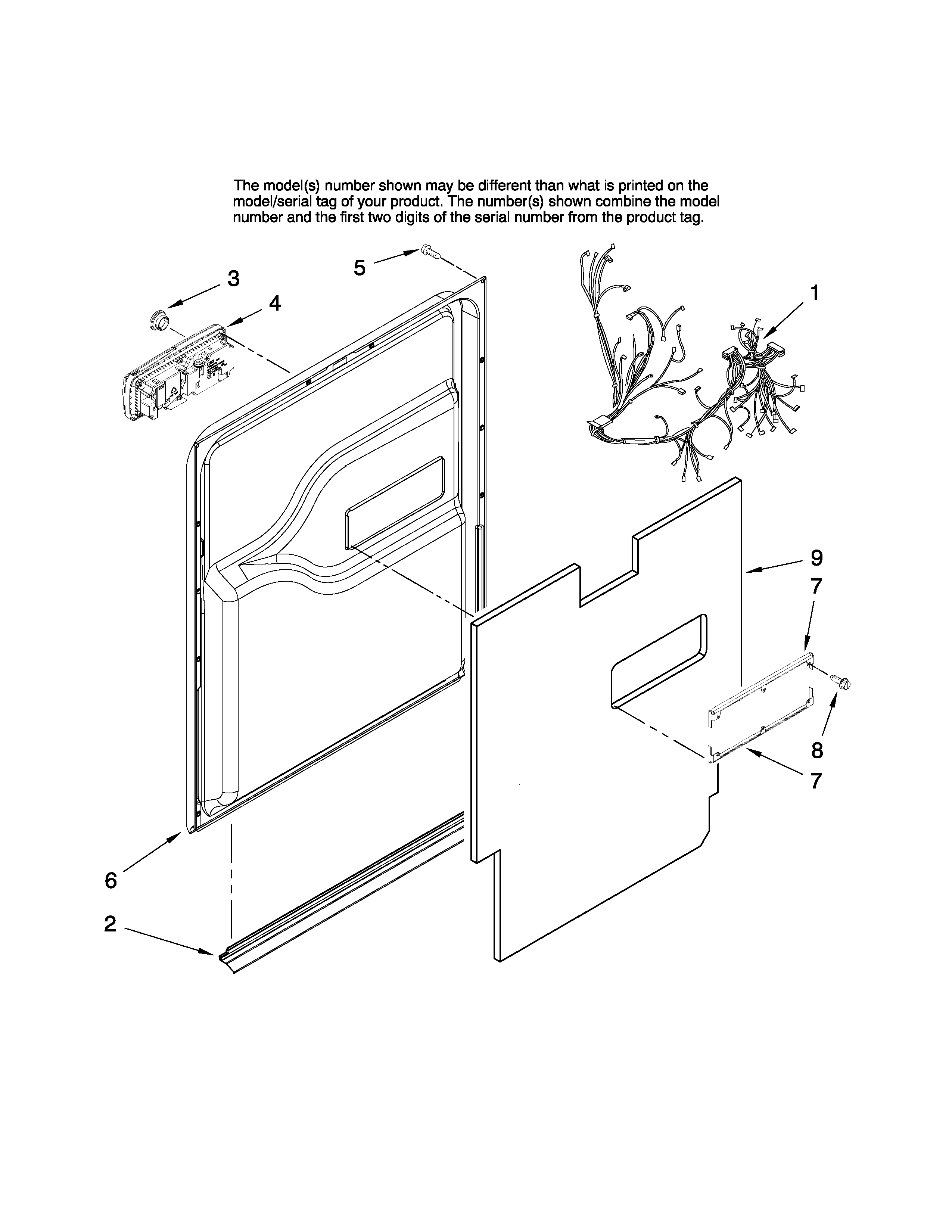 Jenn-Air JDB1095AWB42 door and latch parts diagram