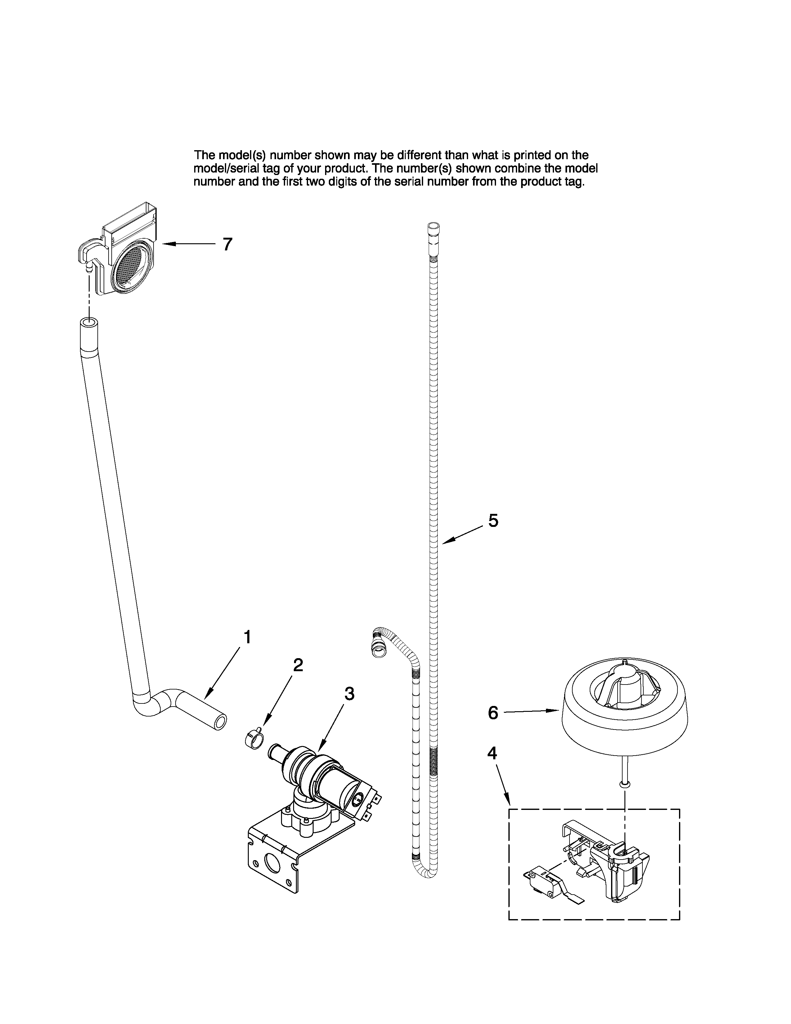 Jenn-Air JDB1095AWB42 fill and overfill parts diagram