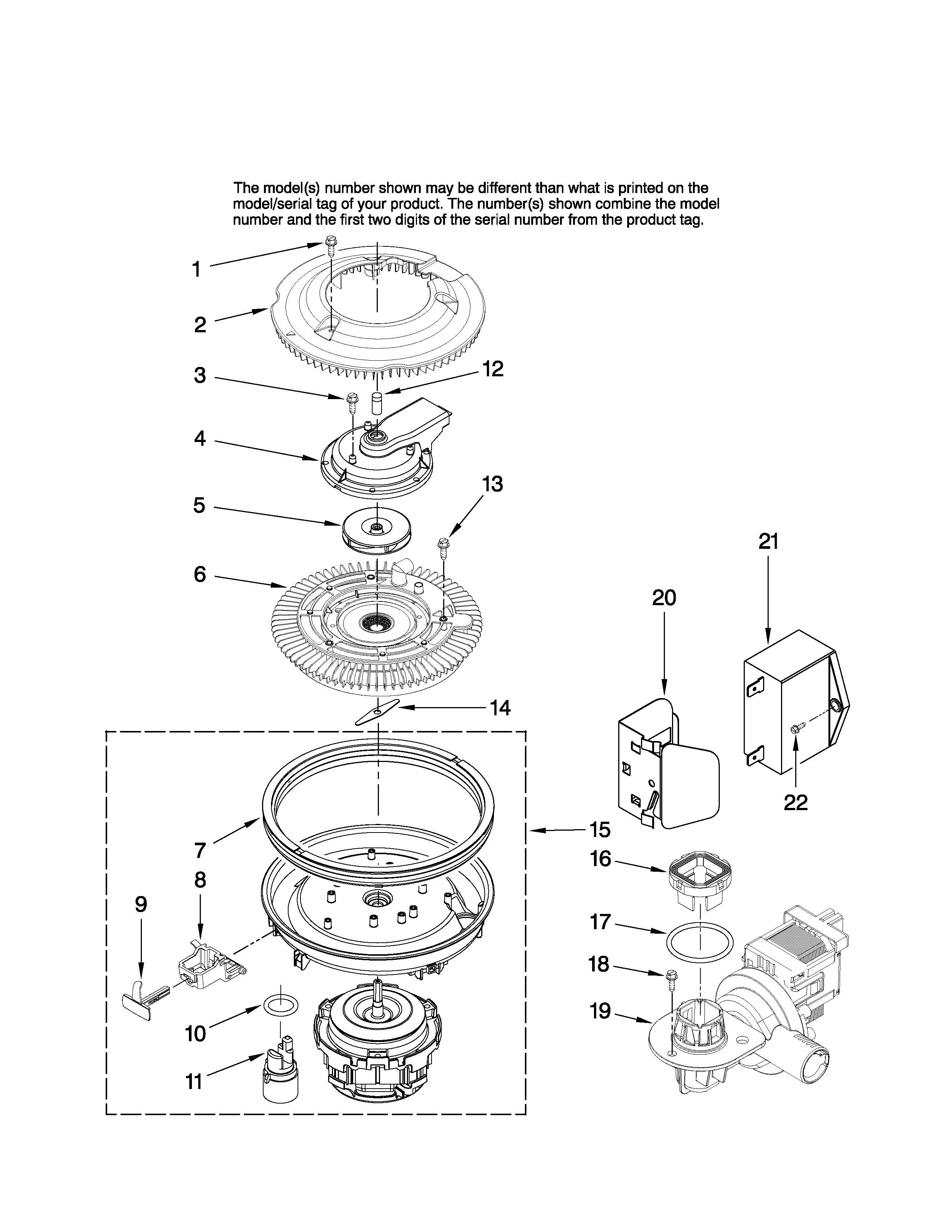 Jenn-Air JDB1095AWB42 pump and motor parts diagram