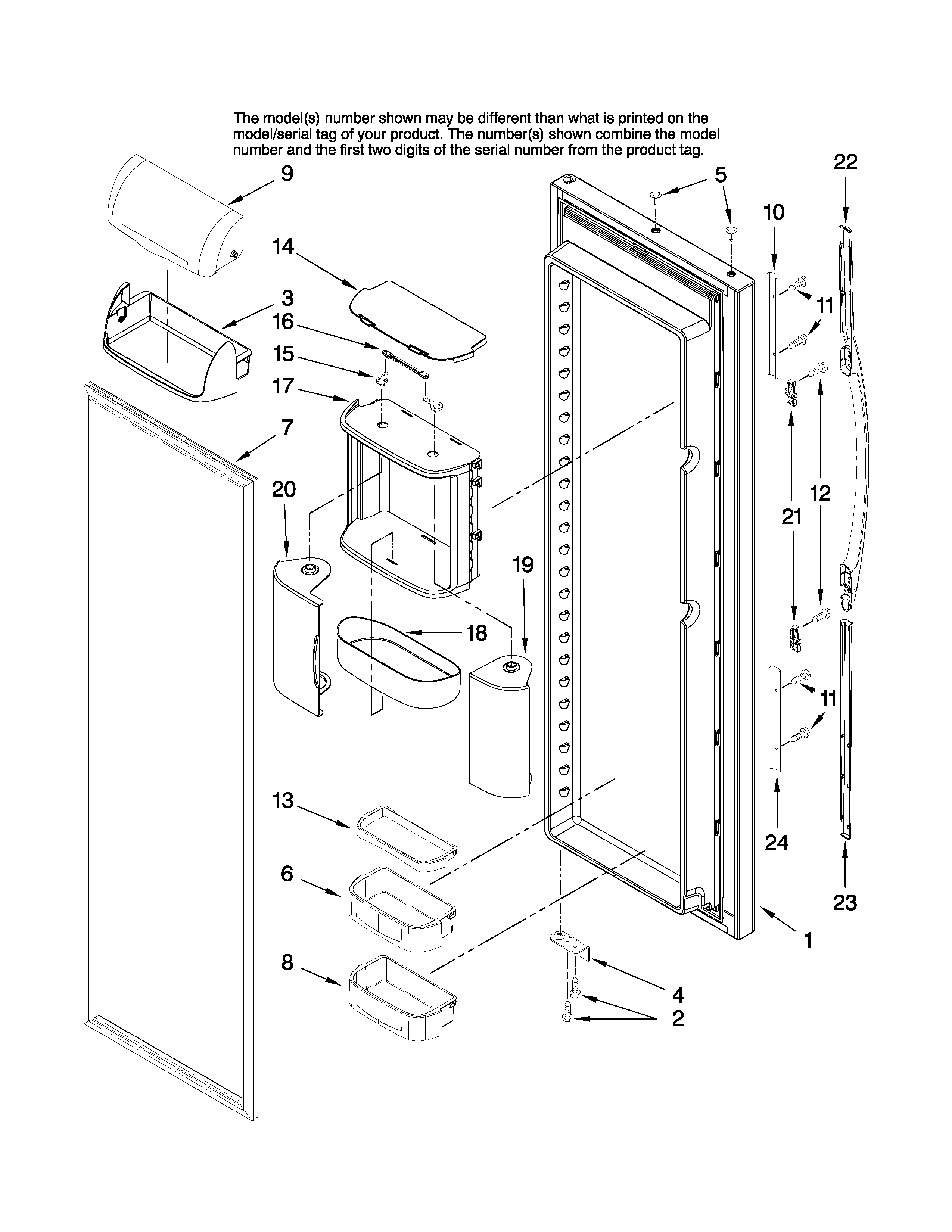 Amana AS2626GEKW13 refrigerator door parts diagram