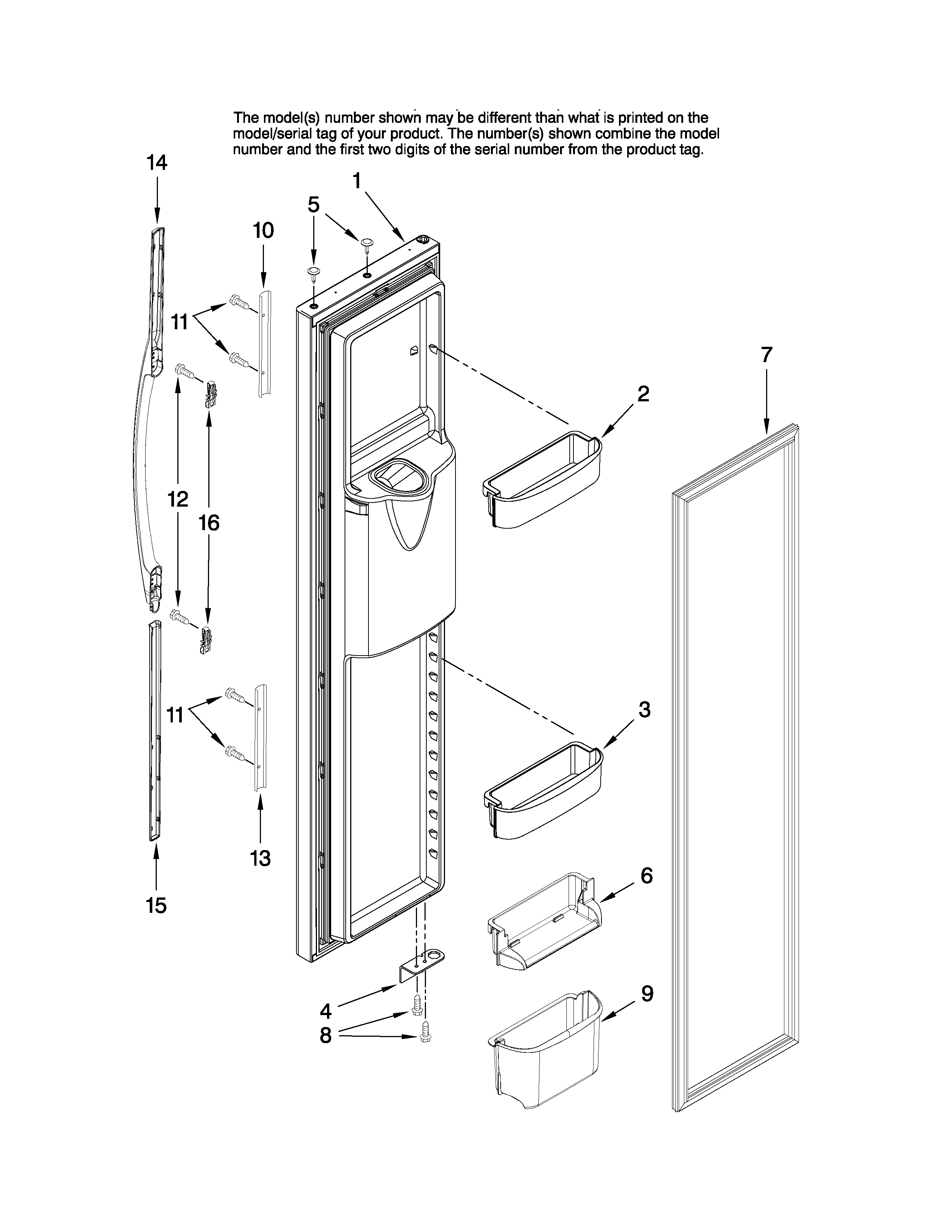 Amana AS2626GEKW13 freezer door parts diagram