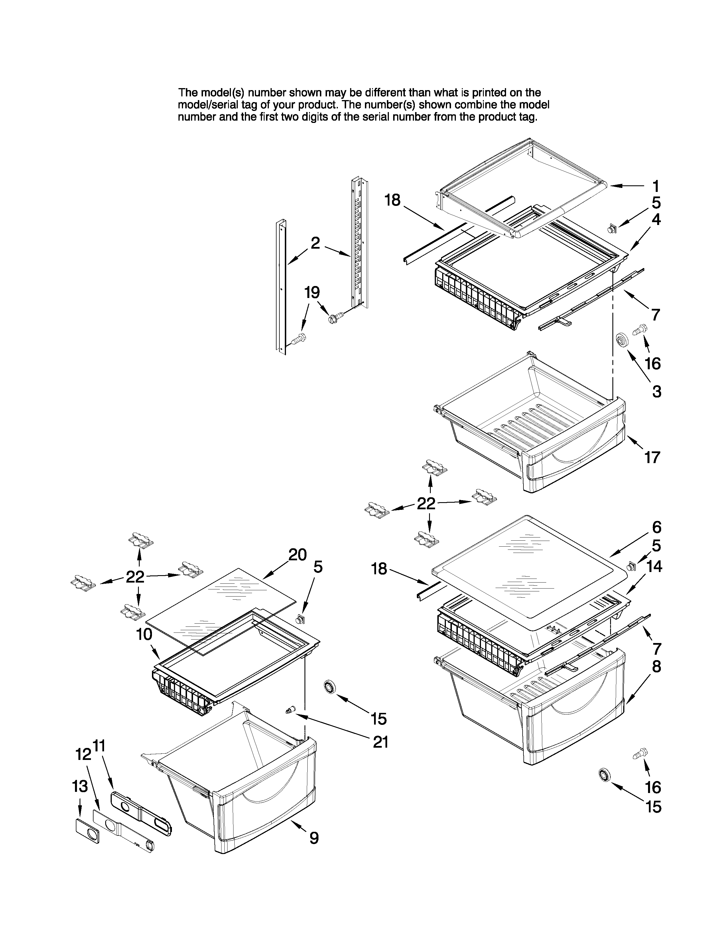 Amana AS2628HEKB13 refrigerator shelf parts diagram