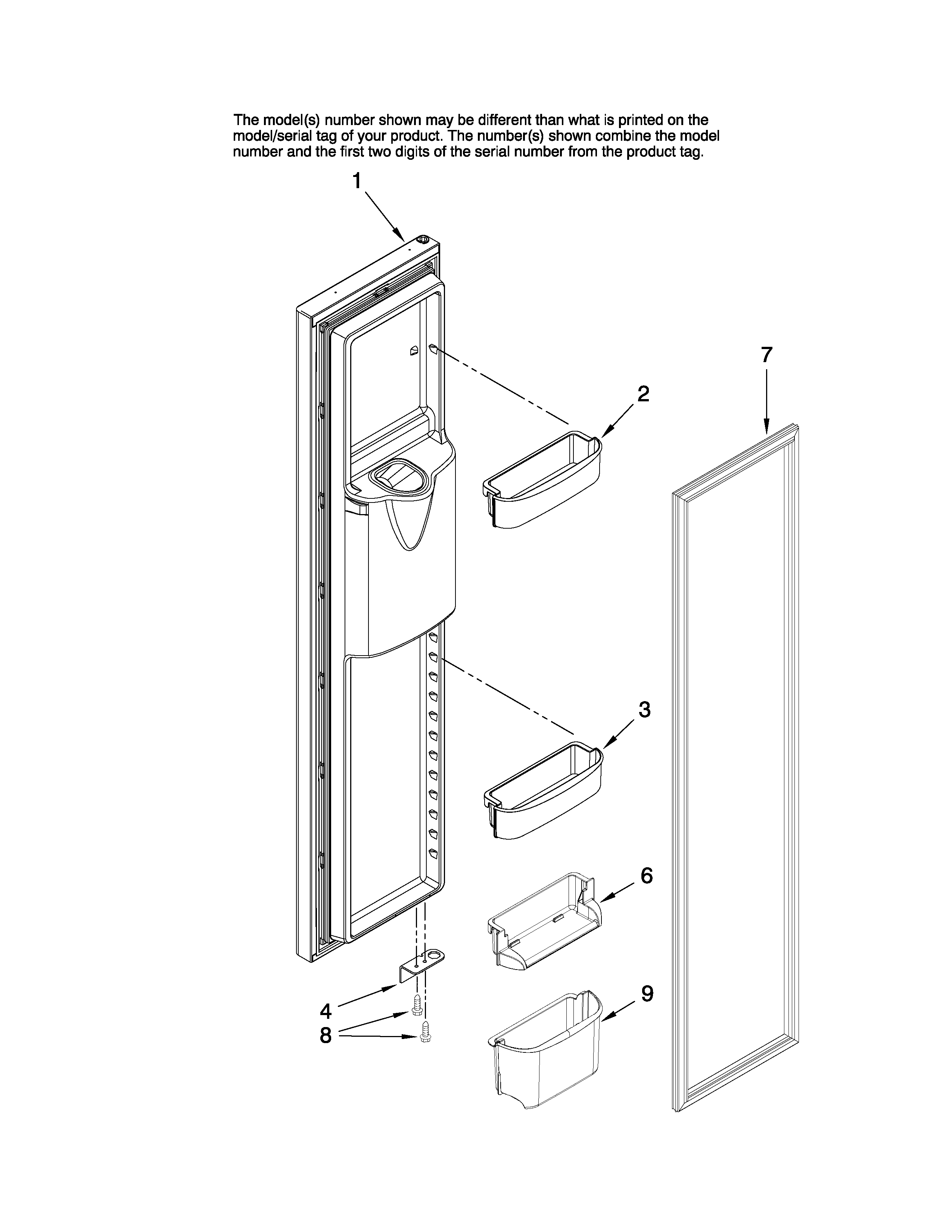 Amana AS2628HEKB13 freezer door parts diagram