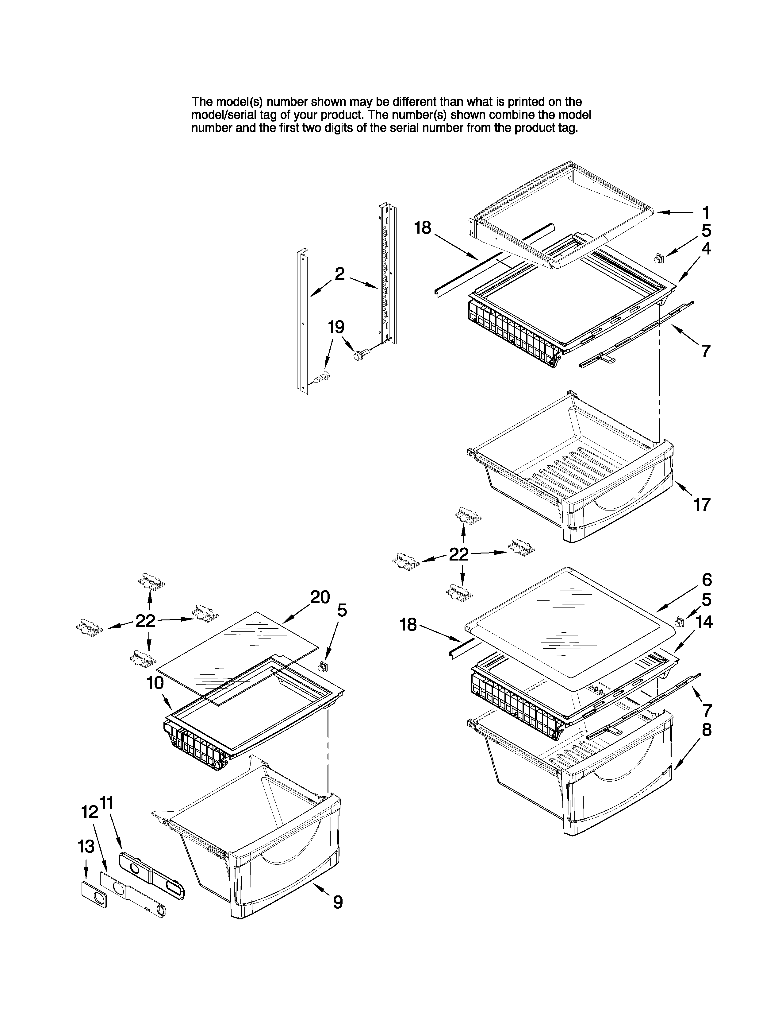 Jenn-Air JS2628HEKB13 refrigerator shelf parts diagram