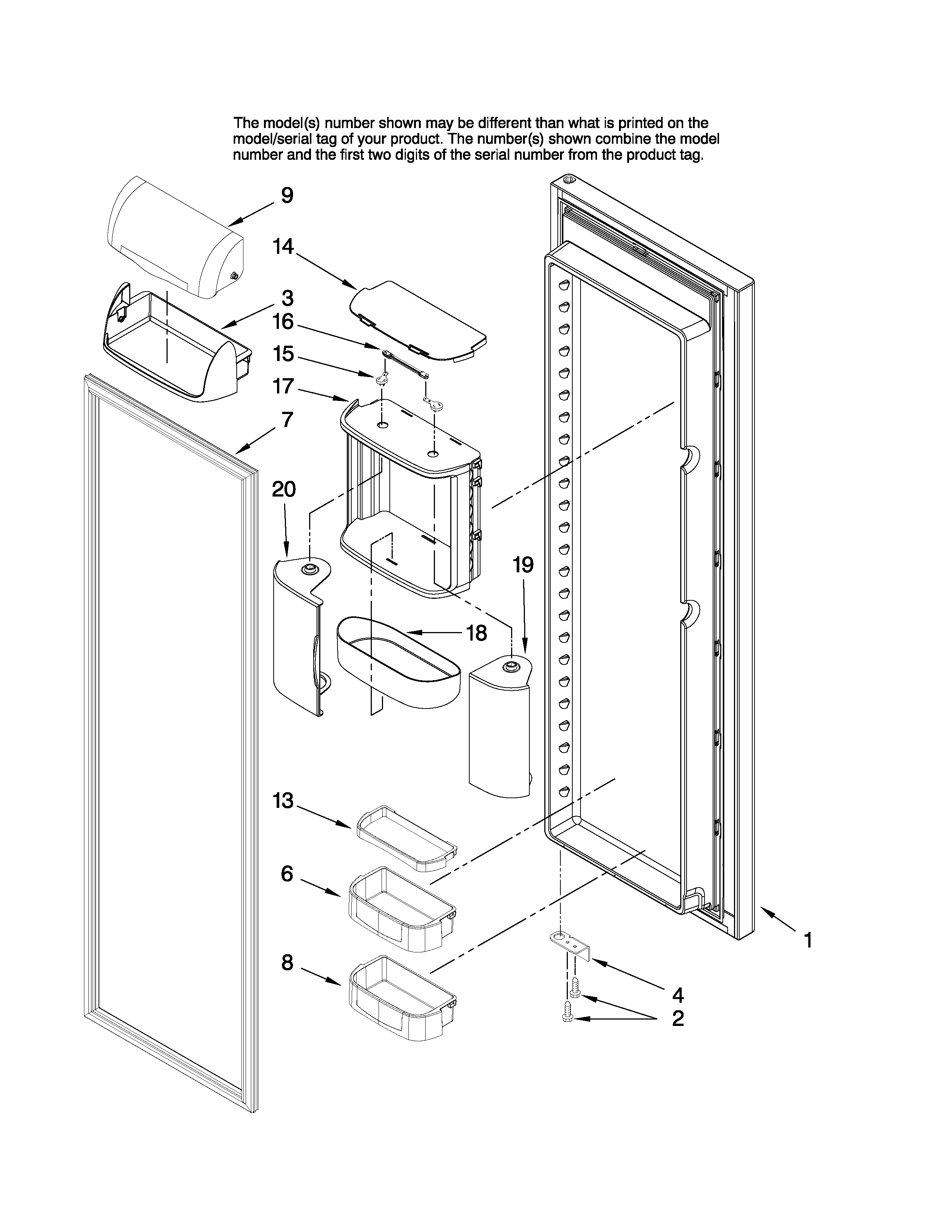 Jenn-Air JS2628HEKB13 refrigerator door parts diagram
