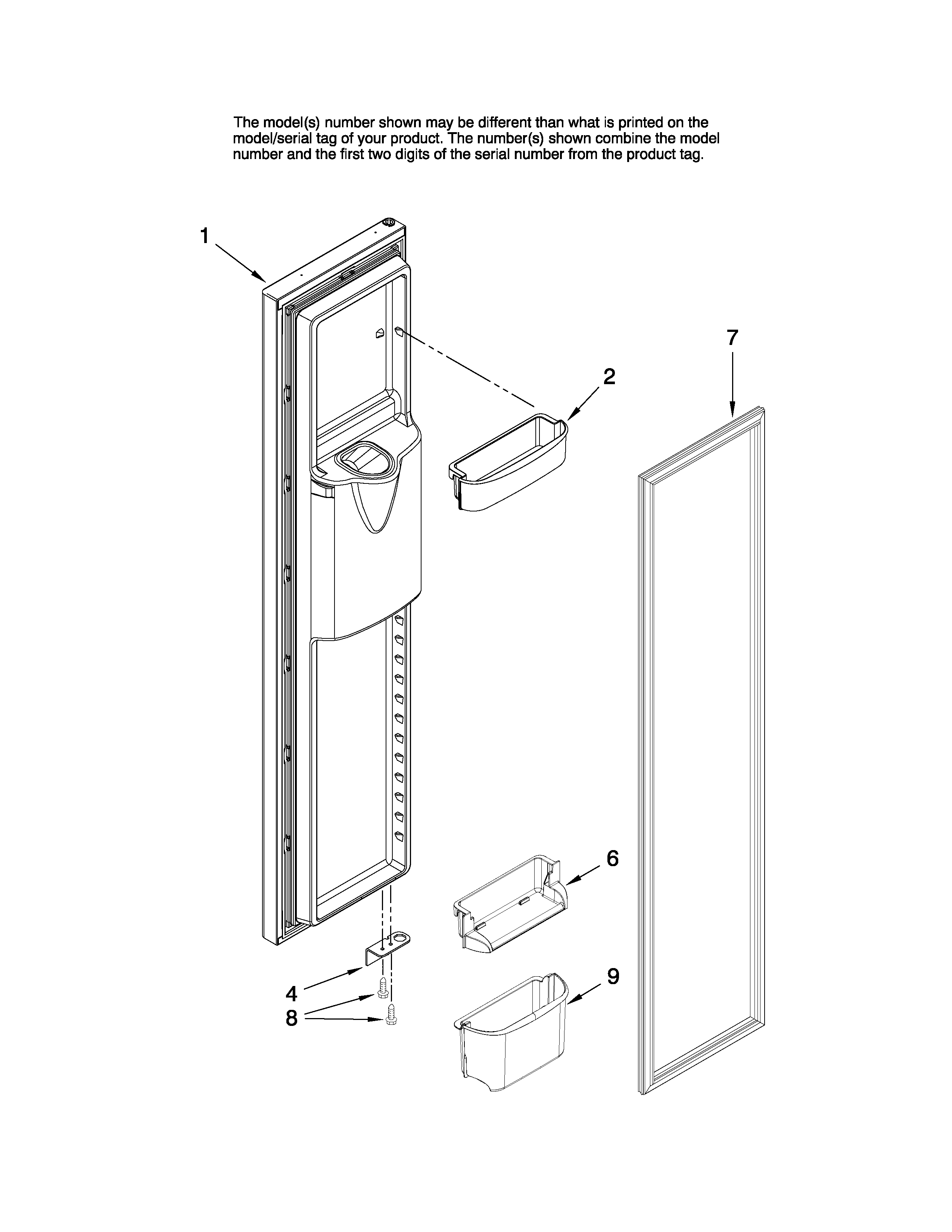 Jenn-Air JS2628HEKB13 freezer door parts diagram