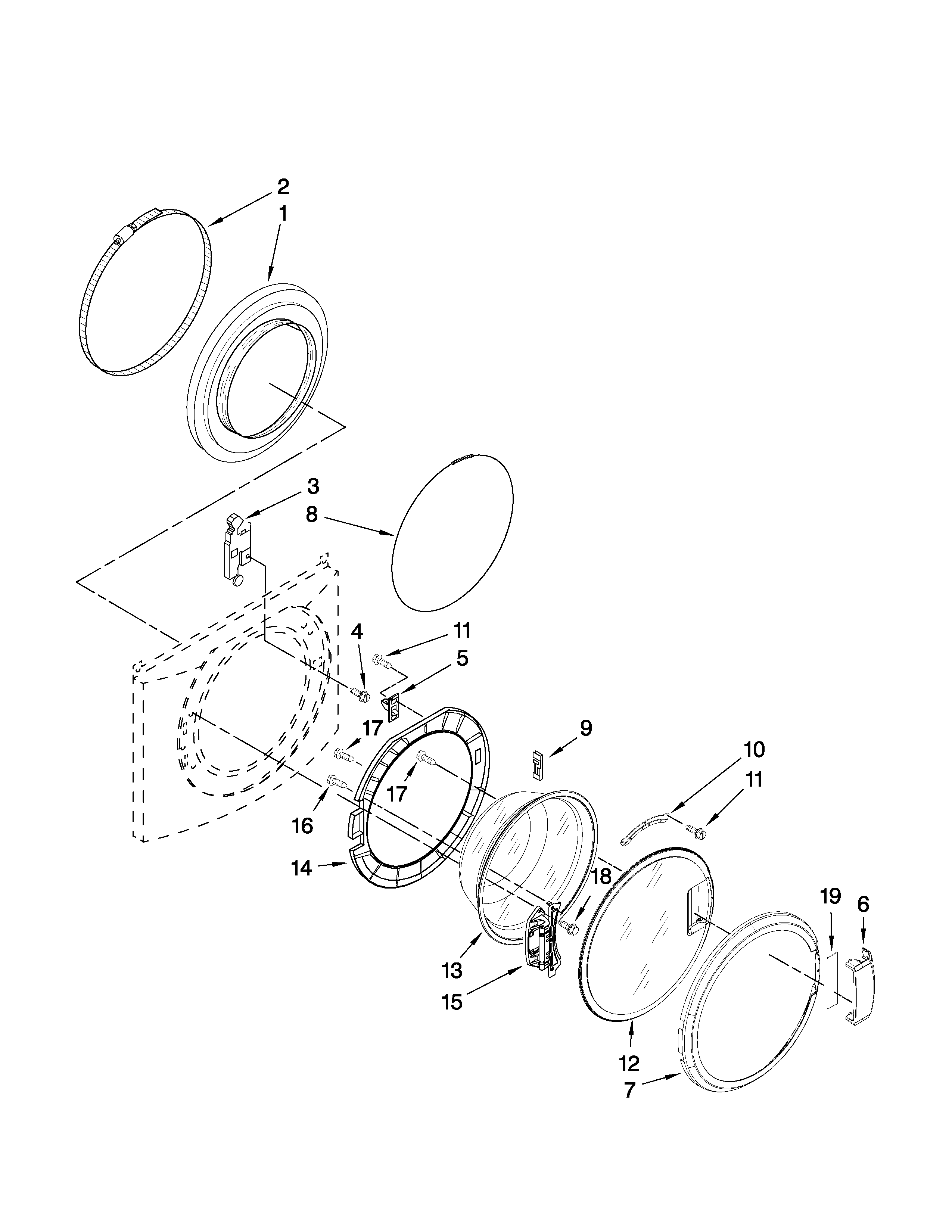 Maytag MHWZ600WR00 door and latch parts diagram