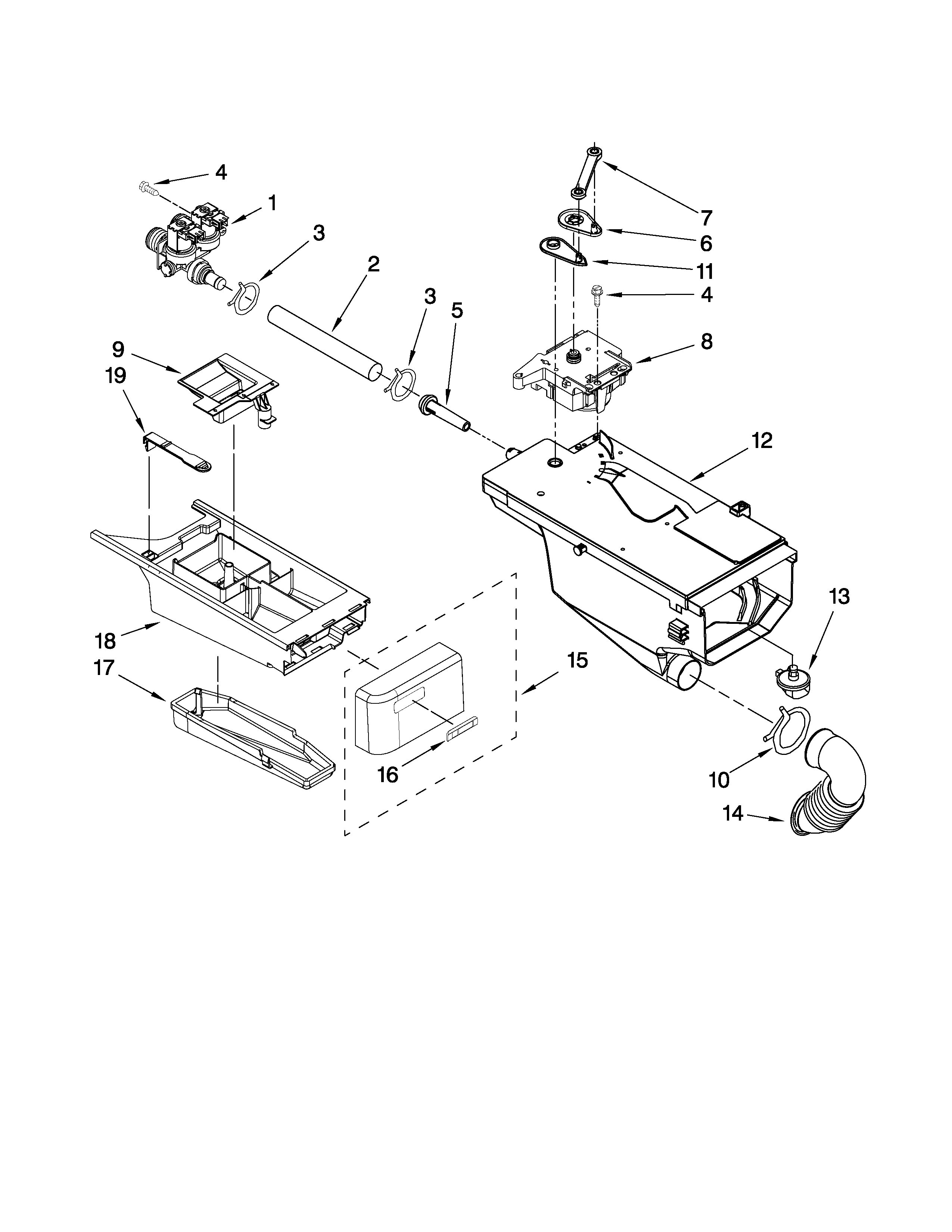 Maytag MHWZ600WR00 dispenser parts diagram