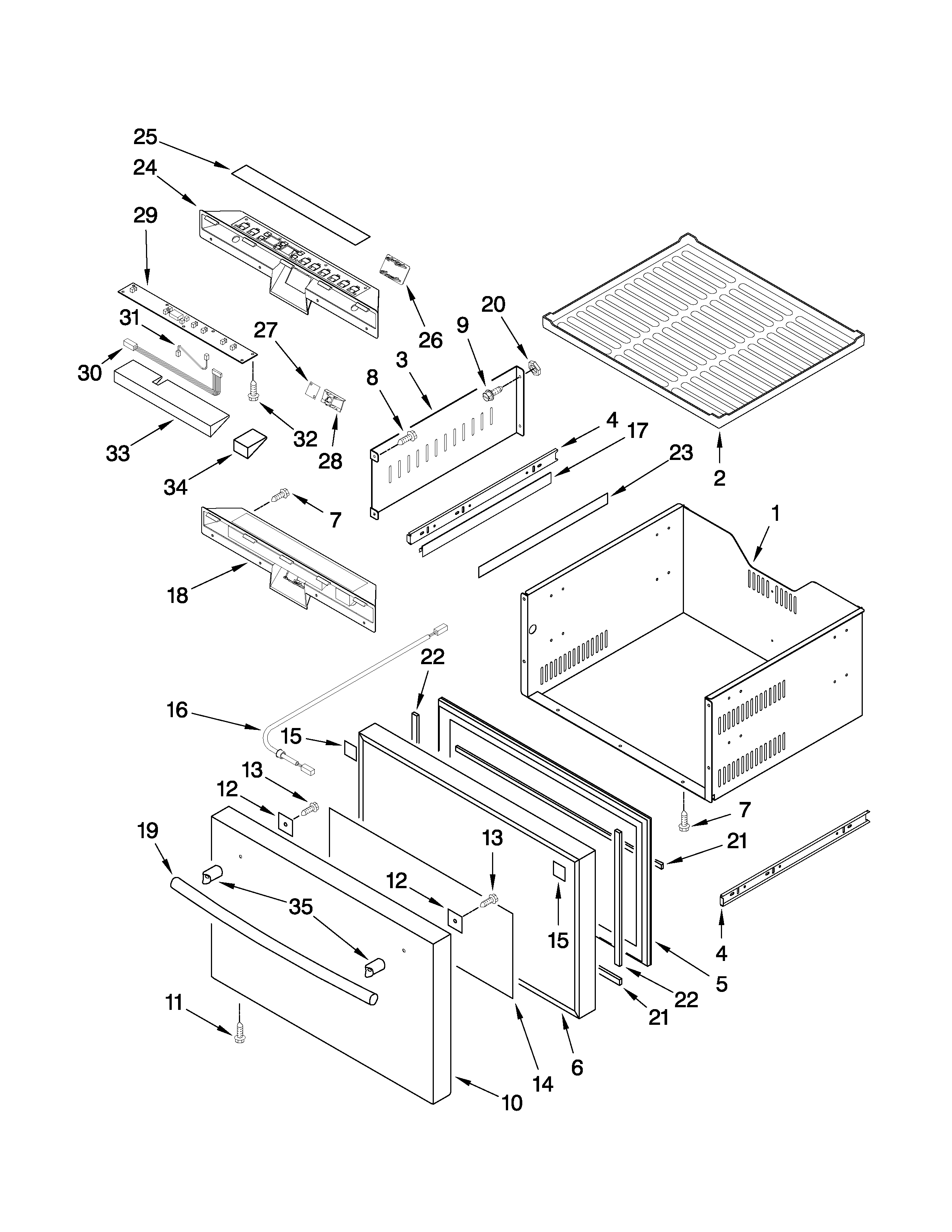 Jenn-Air JUD248RCCX00 upper drawer parts diagram