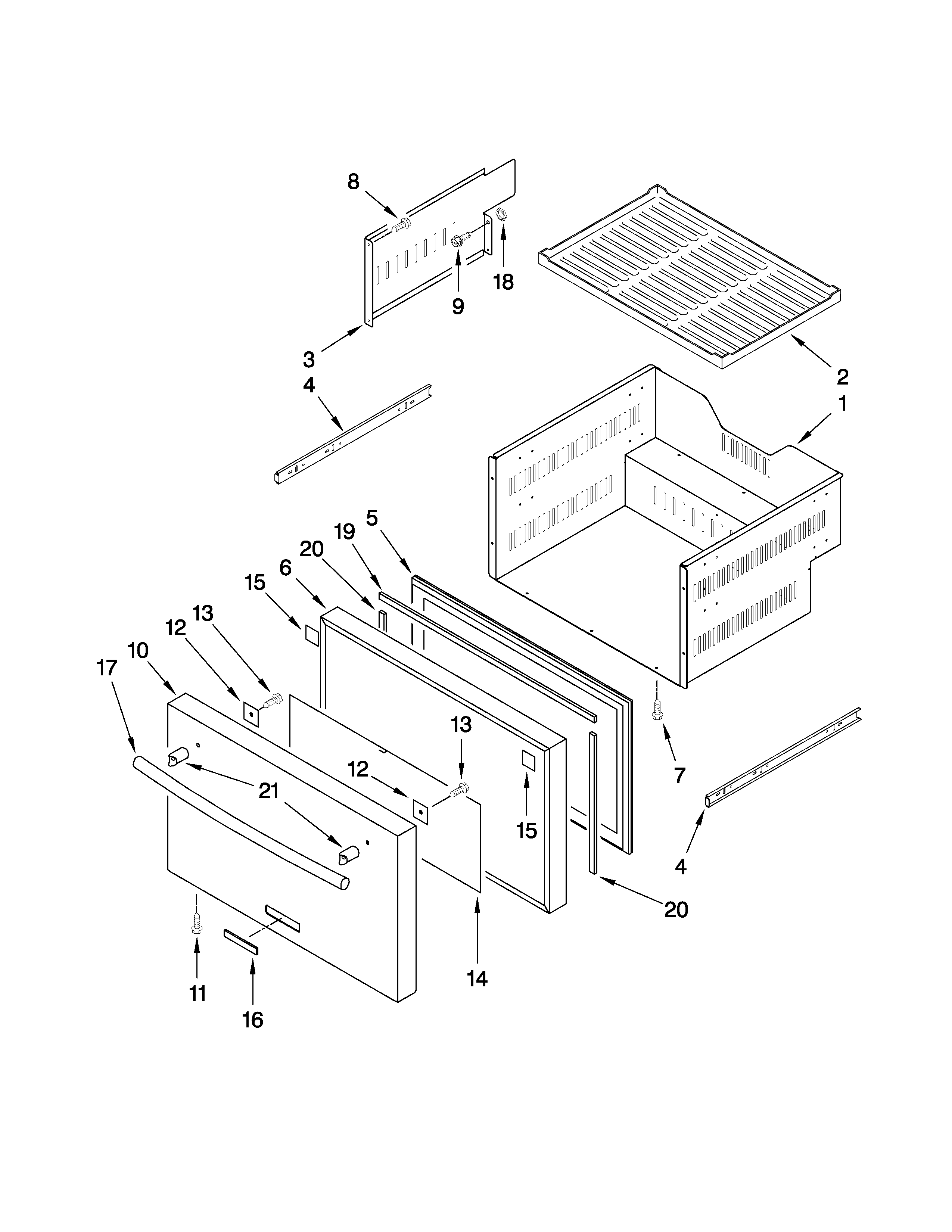 Jenn-Air JUD248RCCX00 lower drawer parts diagram
