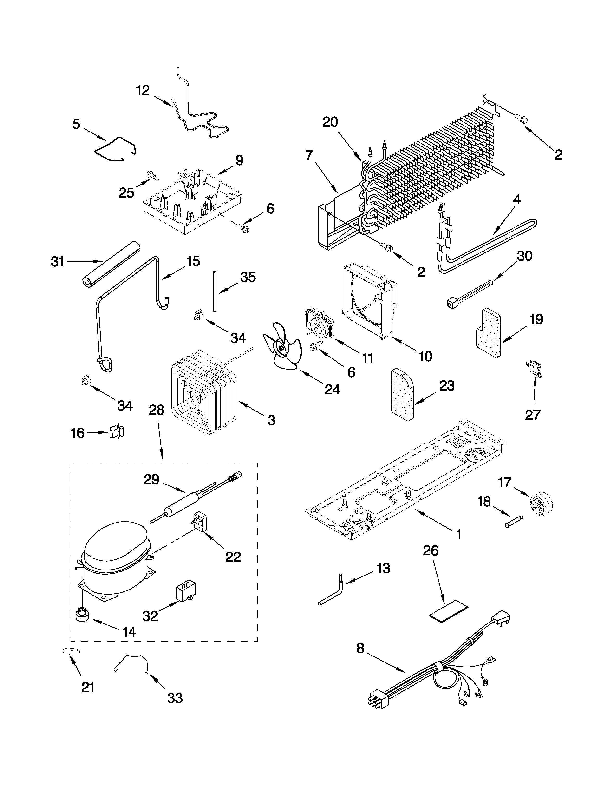 Amana A8WXNGMWH00 unit parts diagram