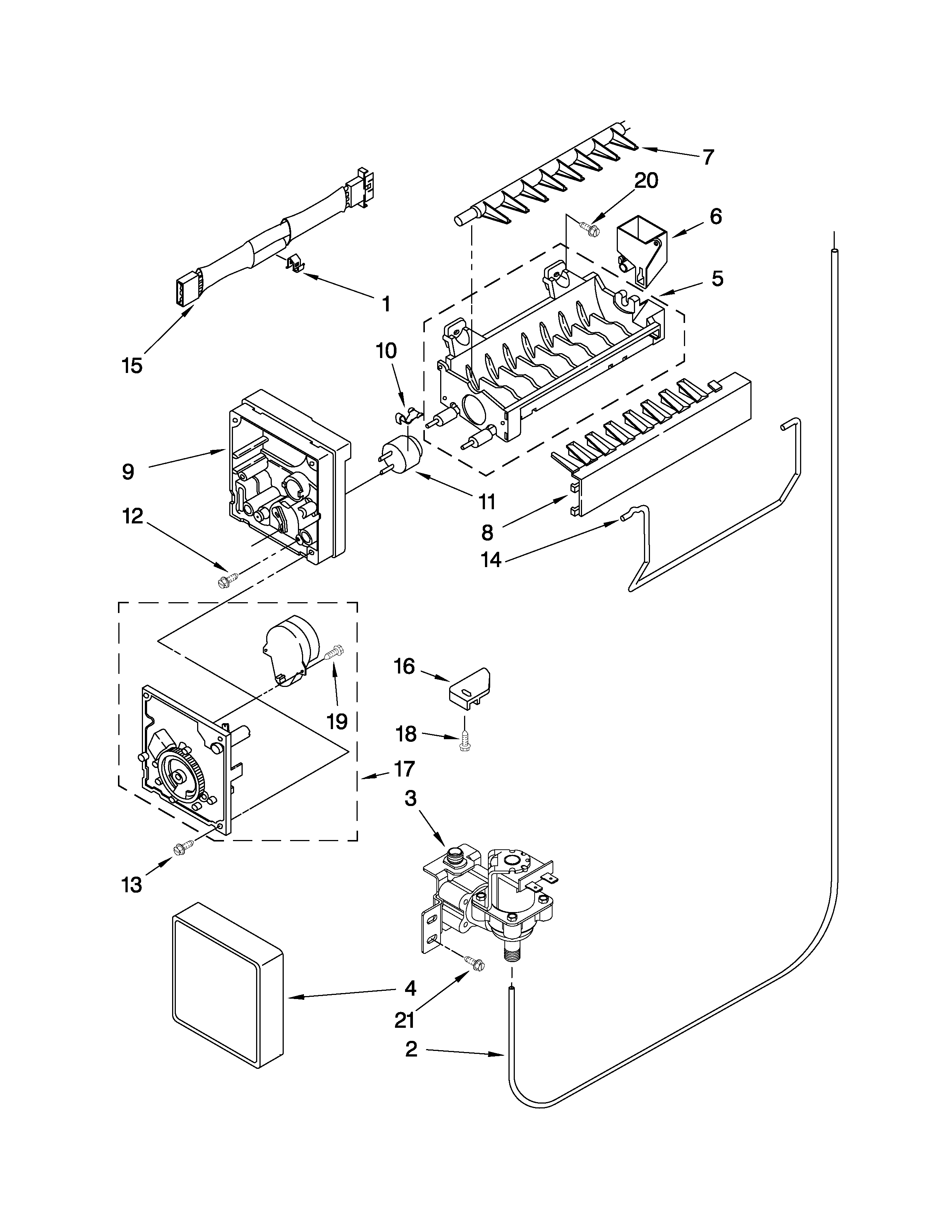Amana A8WXNGMWH00 icemaker parts diagram