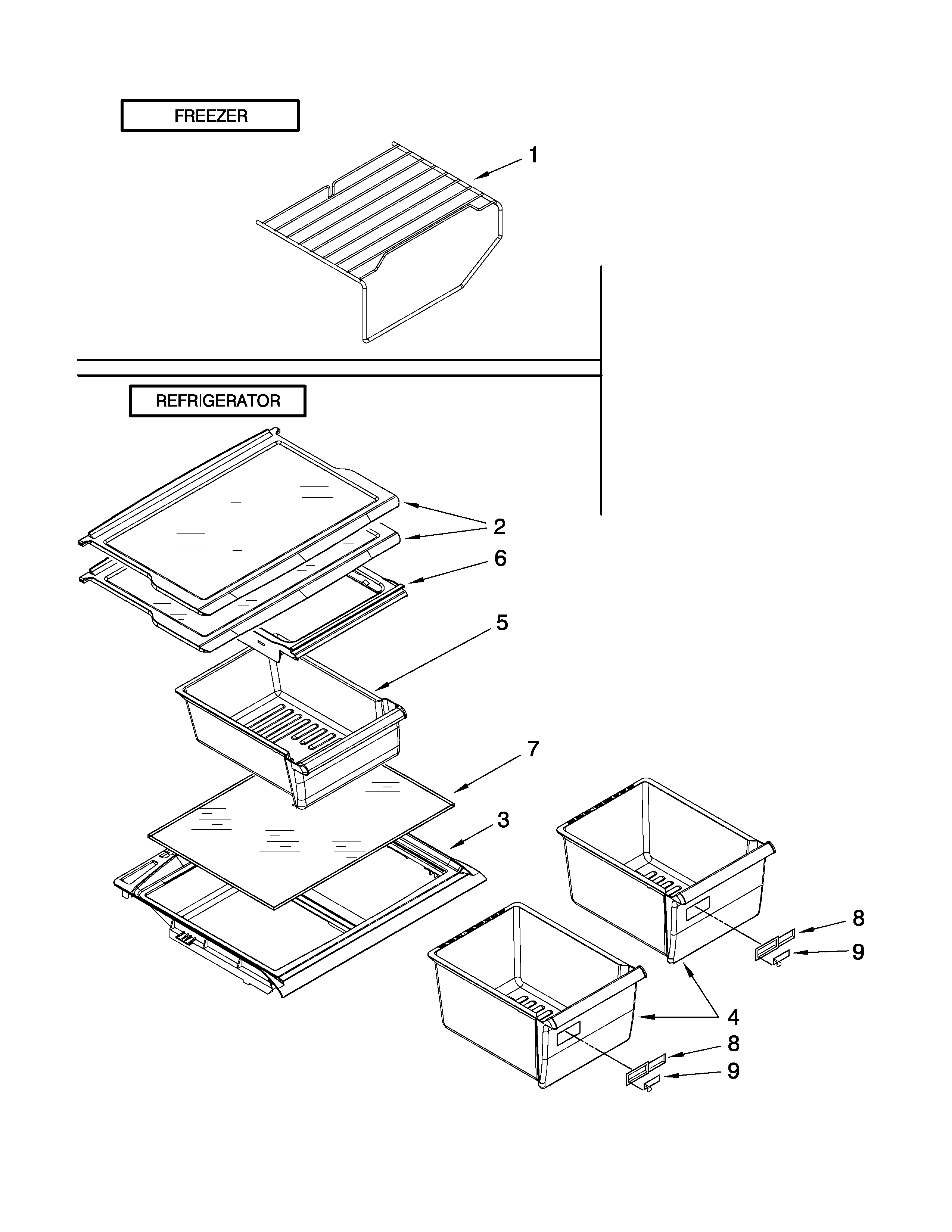 Amana A8WXNGMWH00 shelf parts diagram