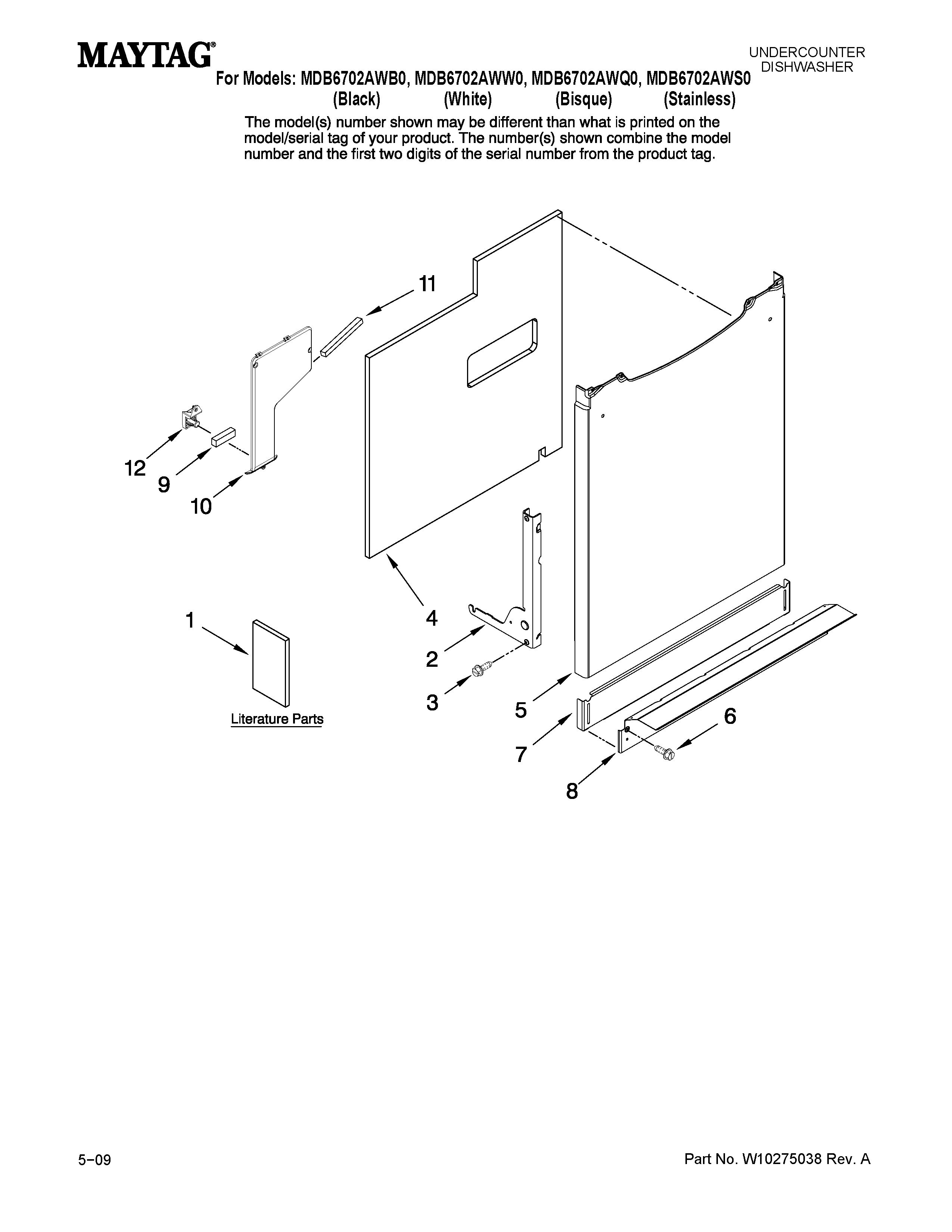 Maytag MDB6702AWB0 door and panel parts diagram