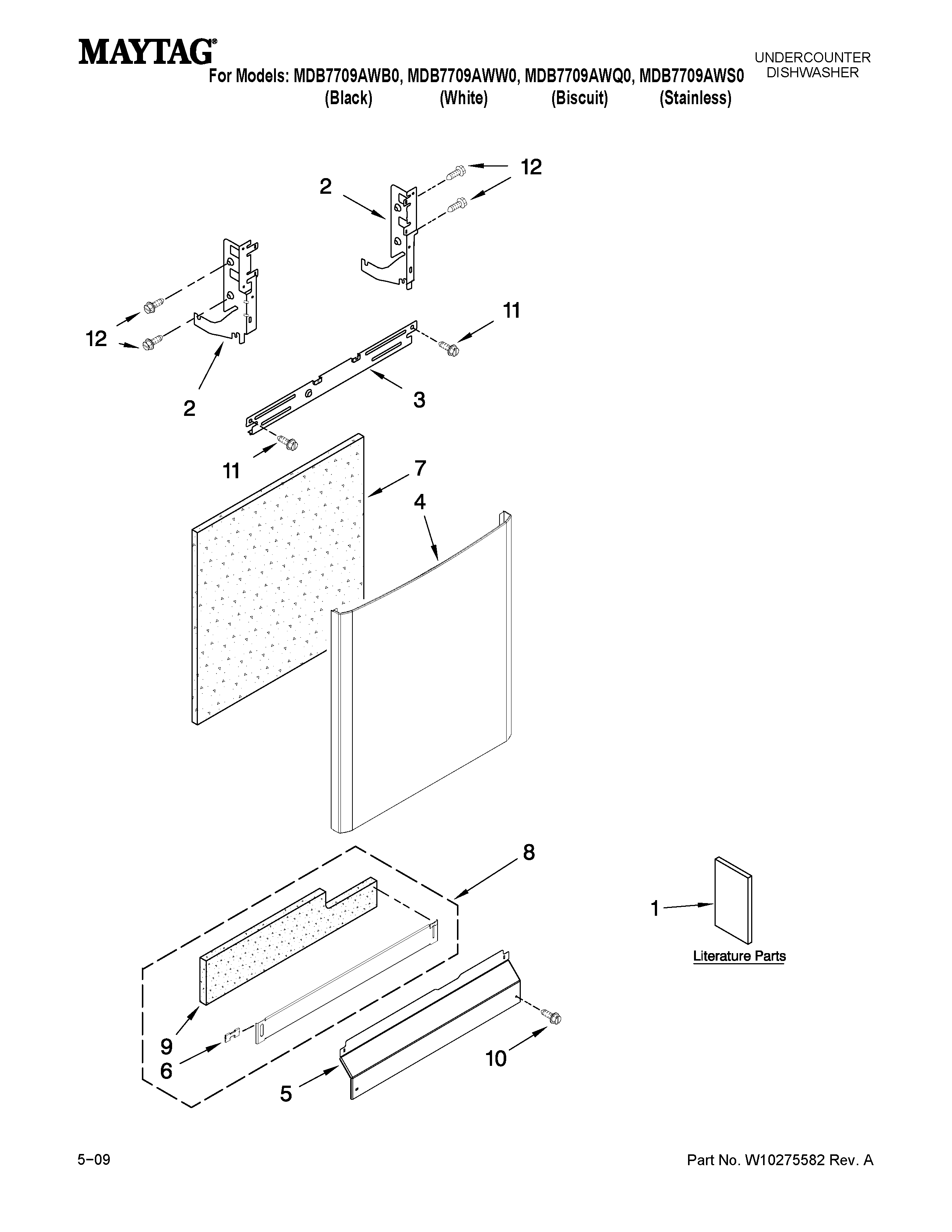 Maytag MDB7709AWB0 door and panel parts diagram