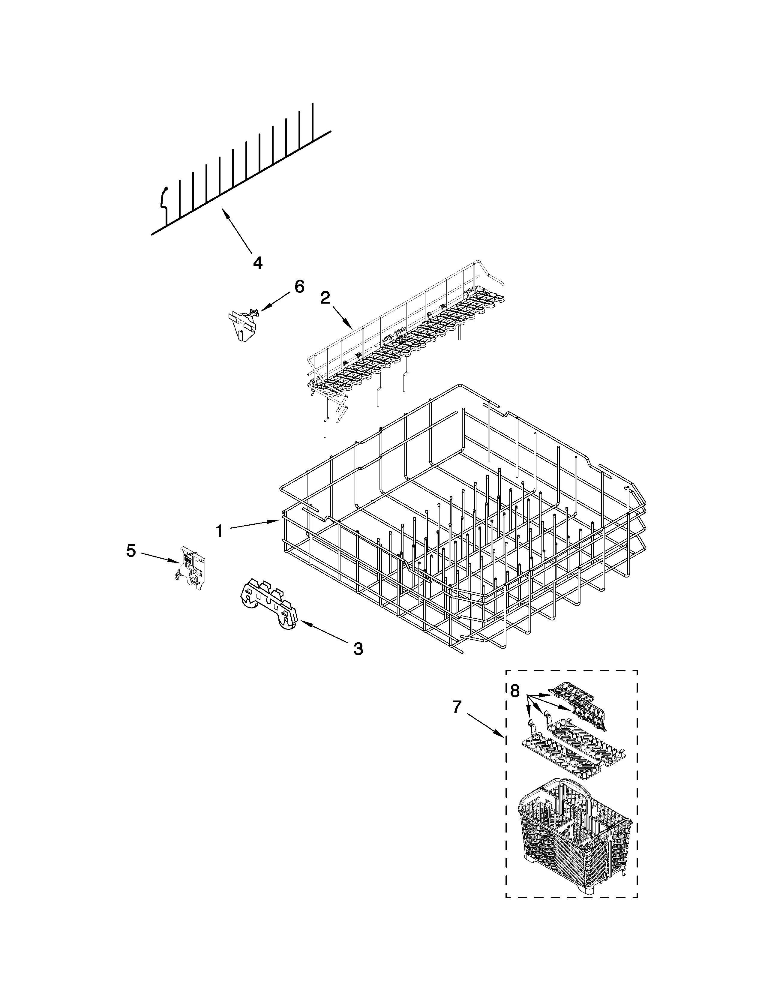 Maytag MDB7709AWB0 lower rack parts diagram