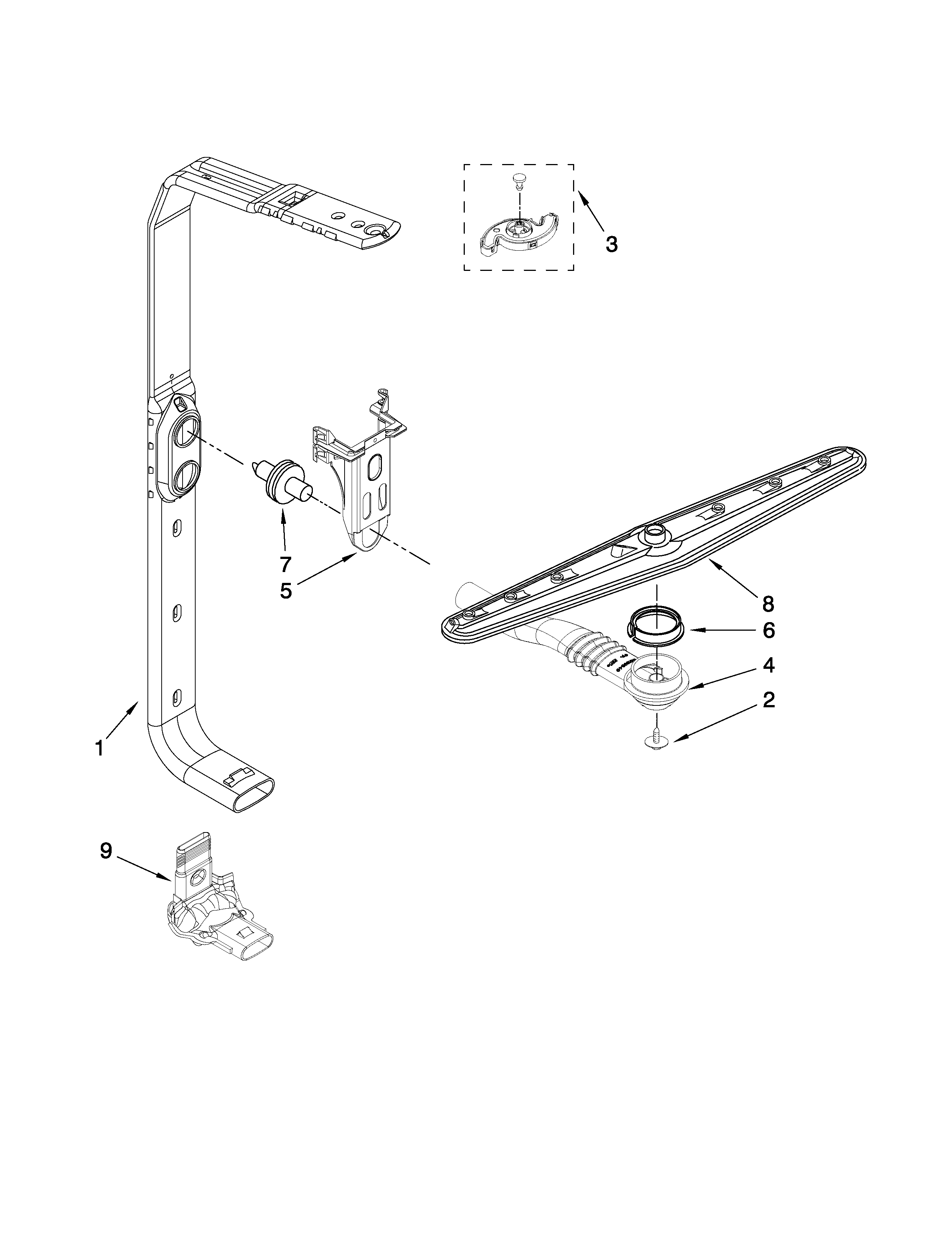 Maytag MDB8859AWW0 upper wash and rinse parts diagram