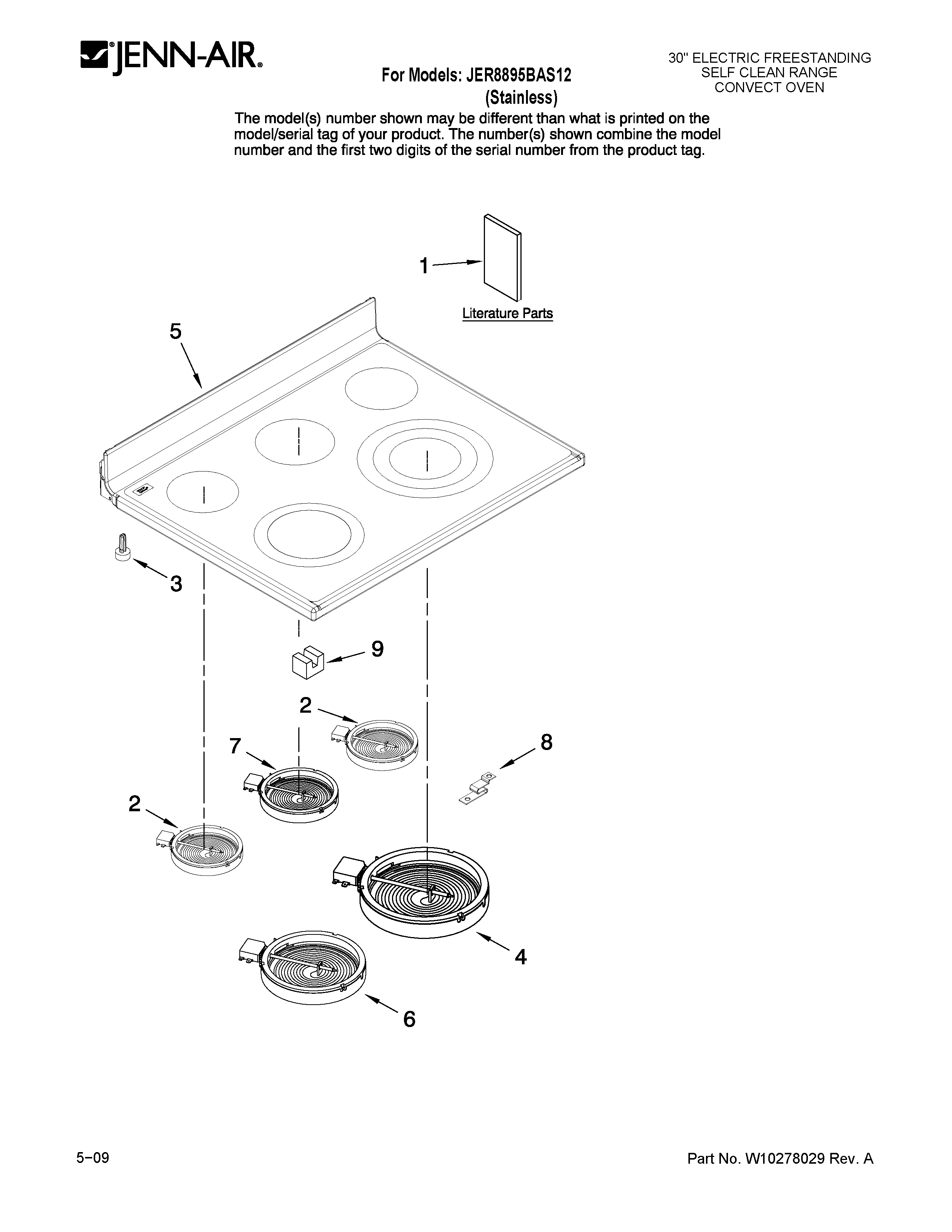 Jenn-Air JER8895BAS12 cooktop parts diagram