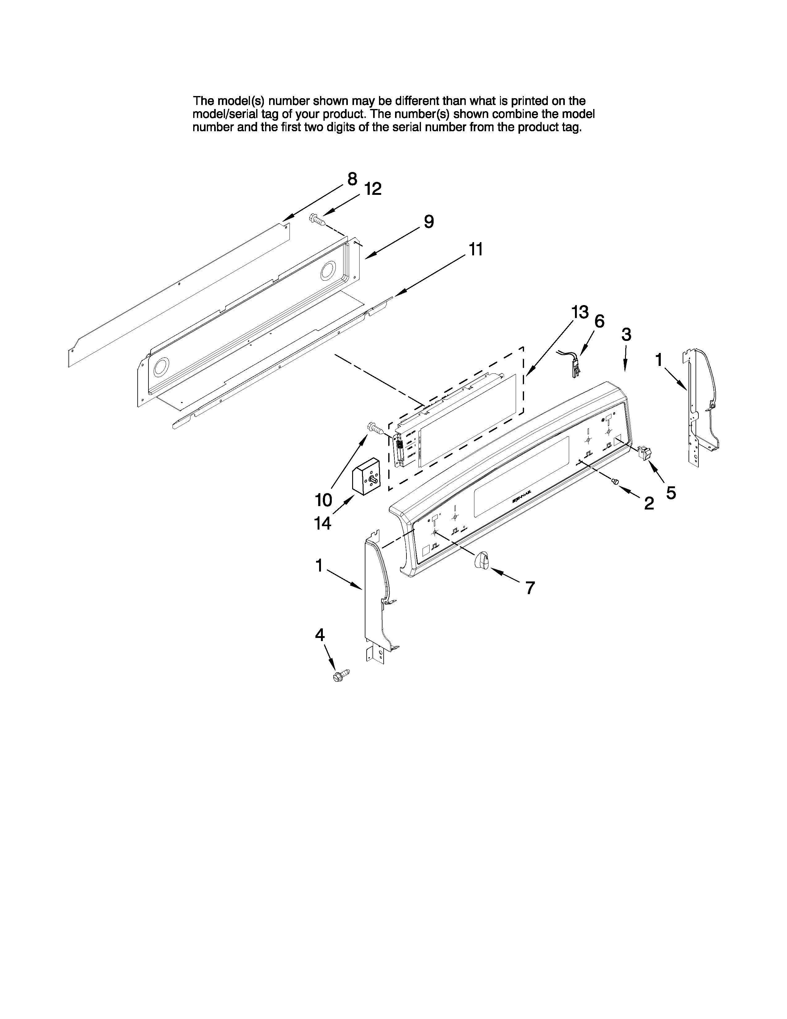 Jenn-Air JER8895BAS12 control panel parts diagram
