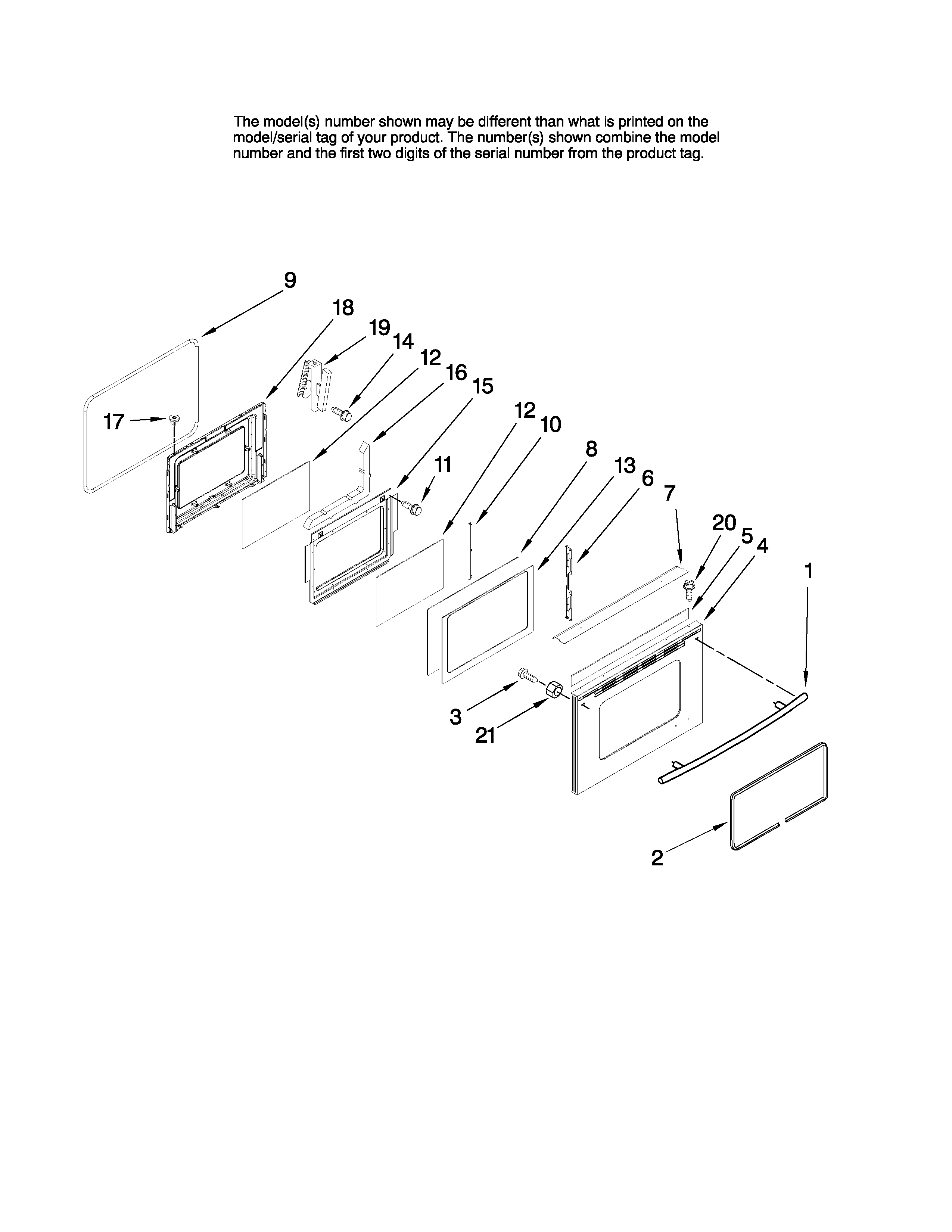 Jenn-Air JER8895BAS12 lower door parts diagram