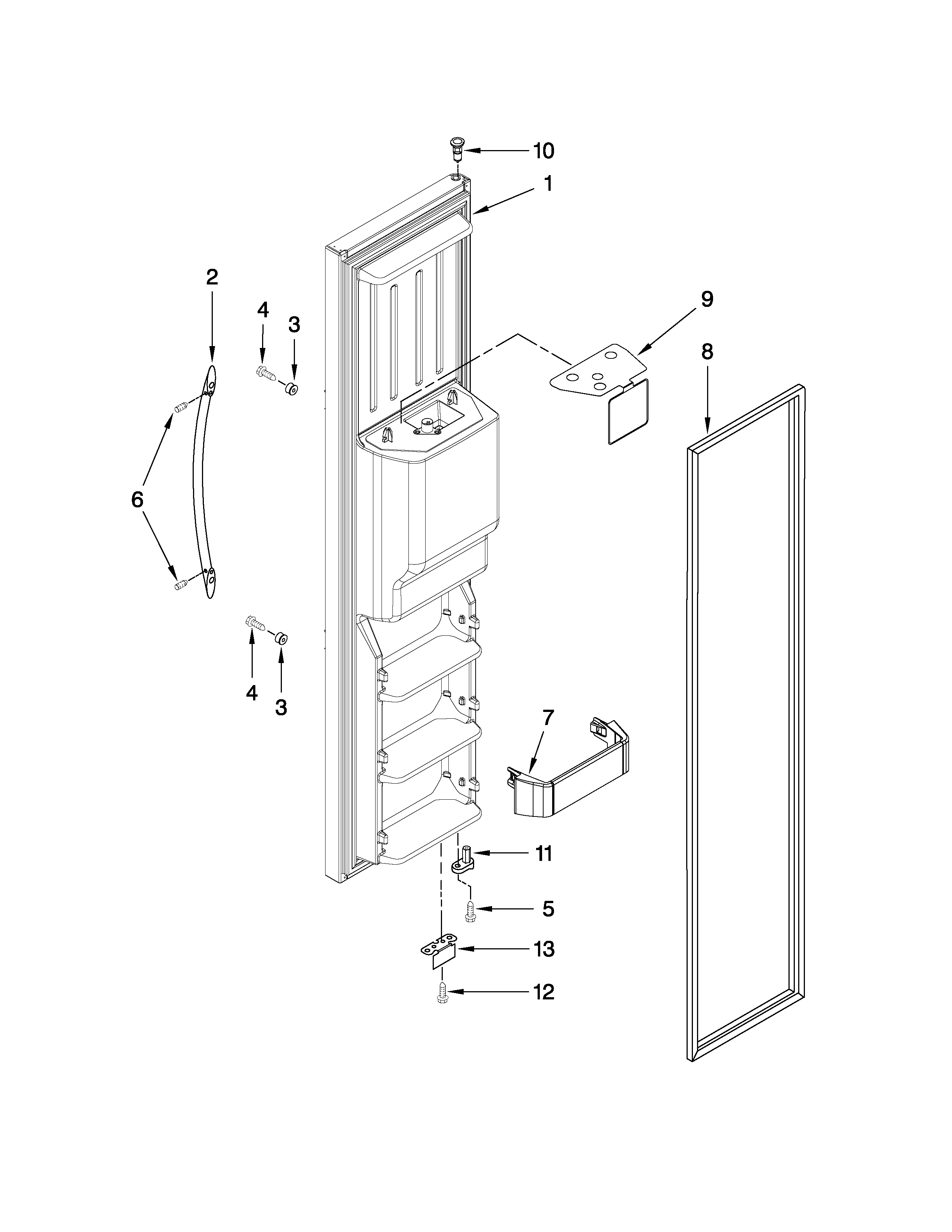 KitchenAid KSCS23FTMS01 freezer door parts diagram