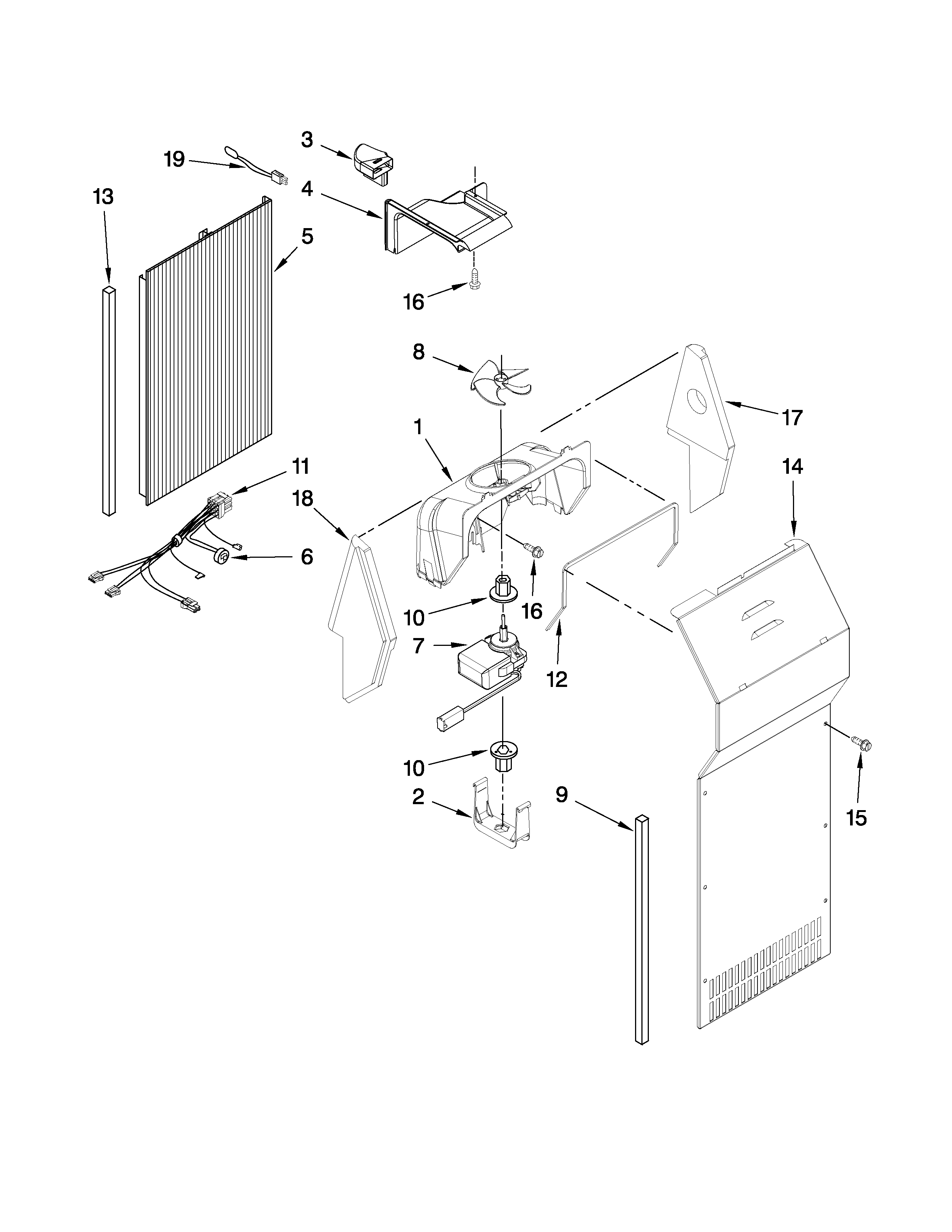 KitchenAid KSCS23FTMS01 air flow parts diagram