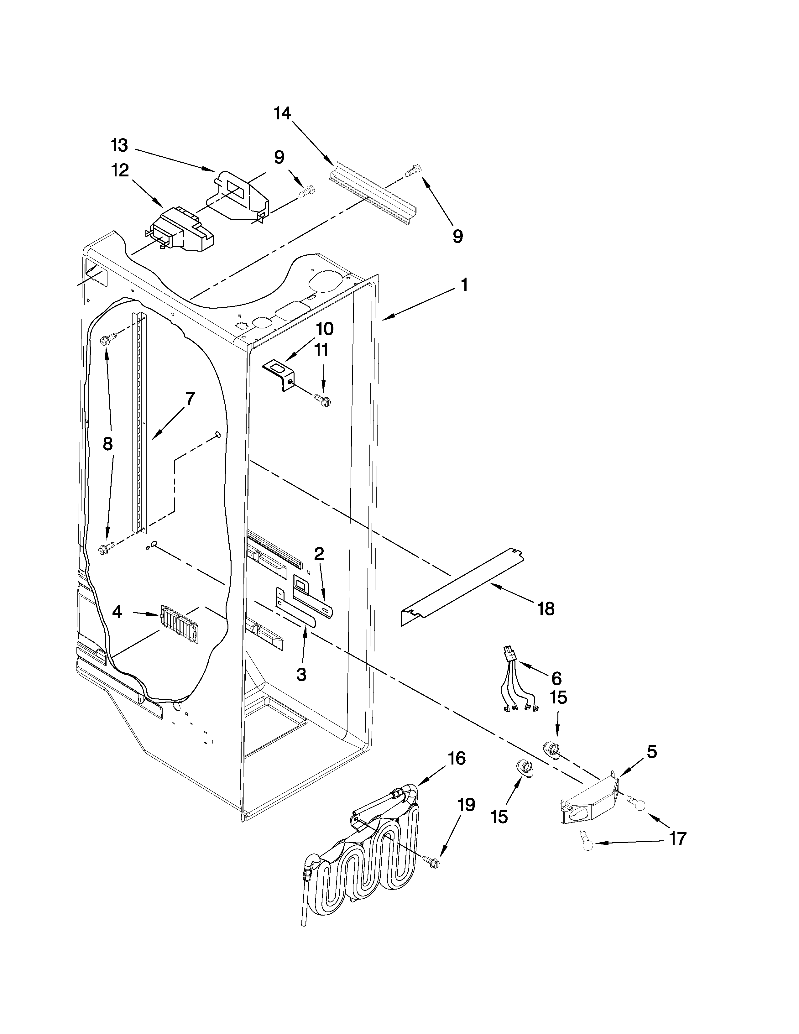 Whirlpool ED5FHAXVA00 refrigerator liner parts diagram