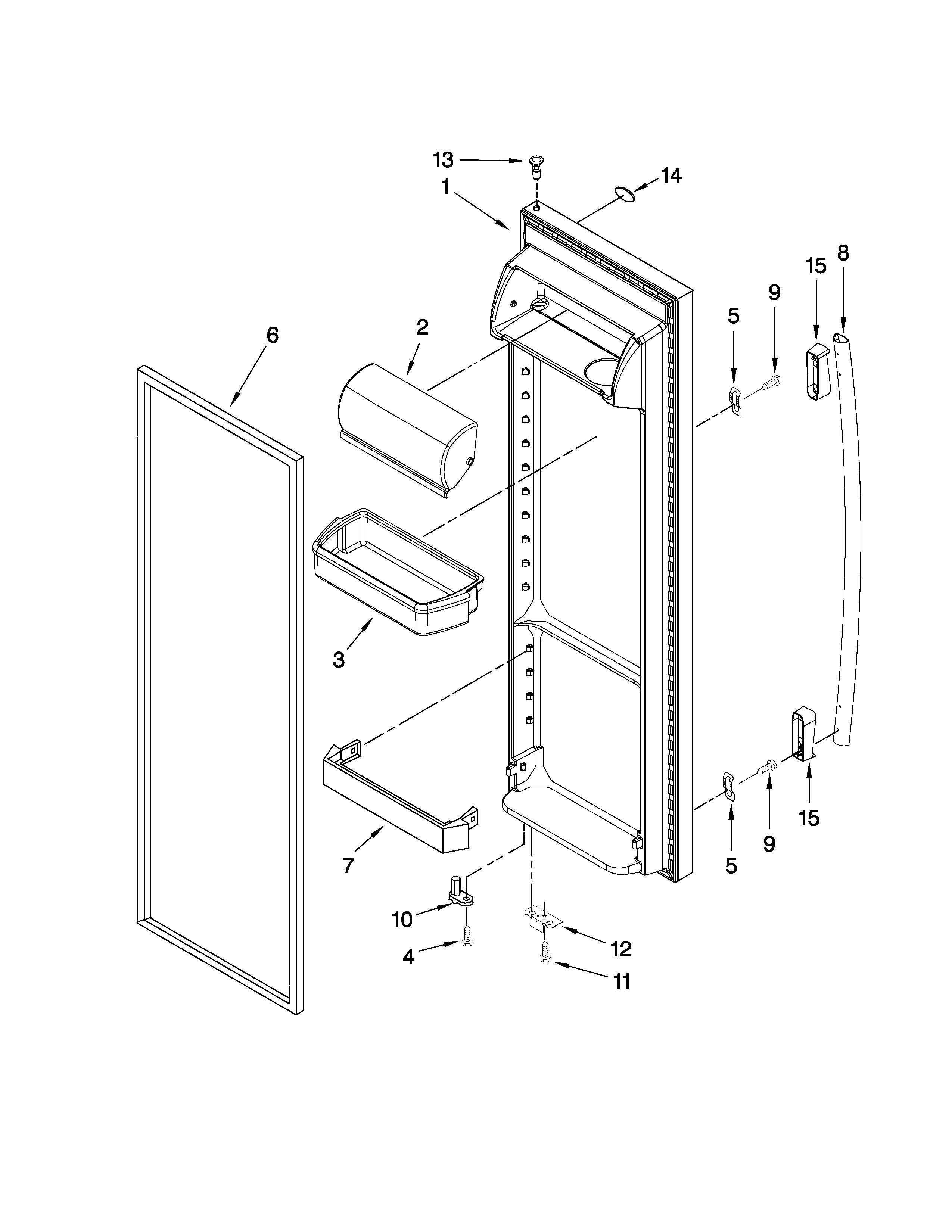 Whirlpool ED5FHAXVA00 refrigerator door parts diagram