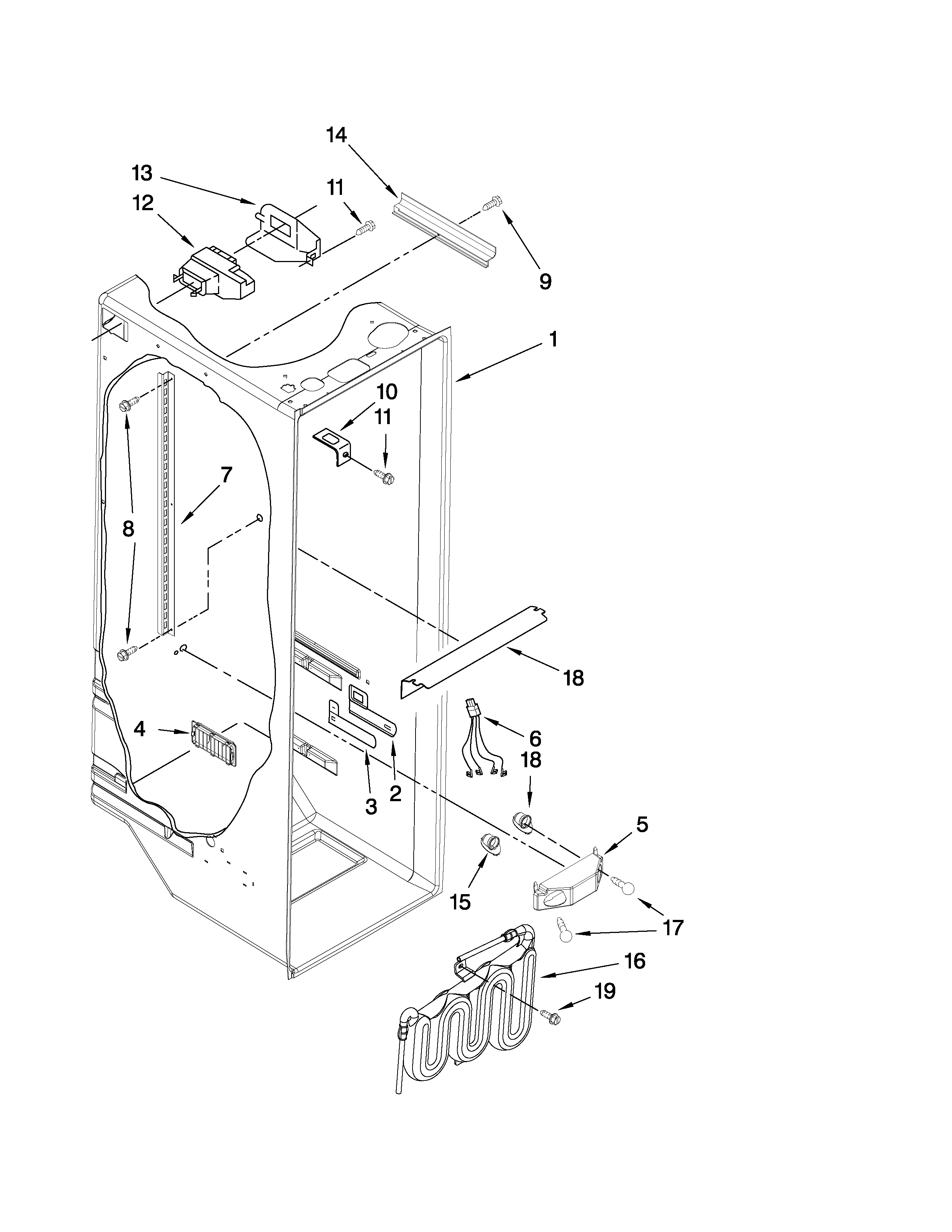 Whirlpool ED5HVAXVL01 refrigerator liner parts diagram