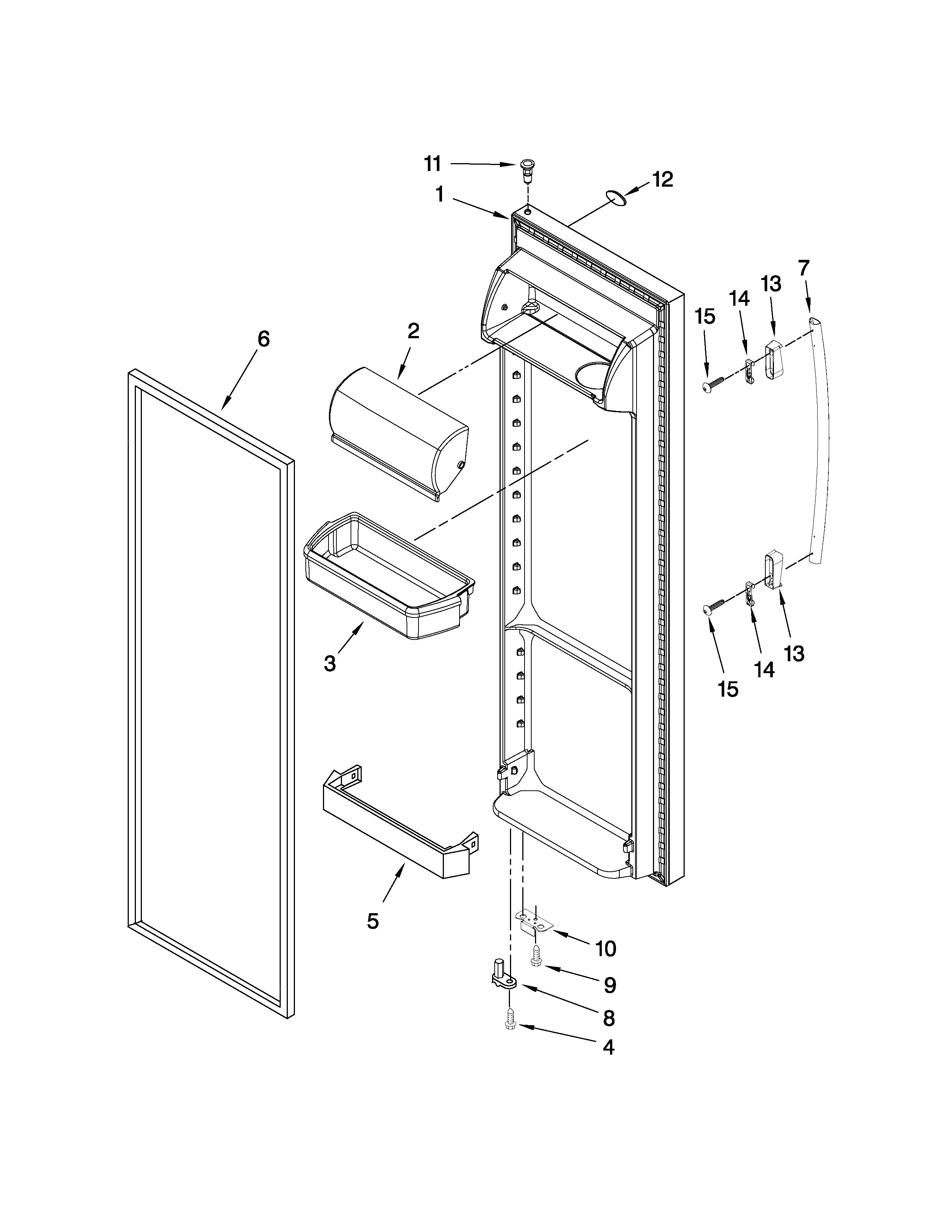 Whirlpool ED5HVAXVL01 refrigerator door parts diagram