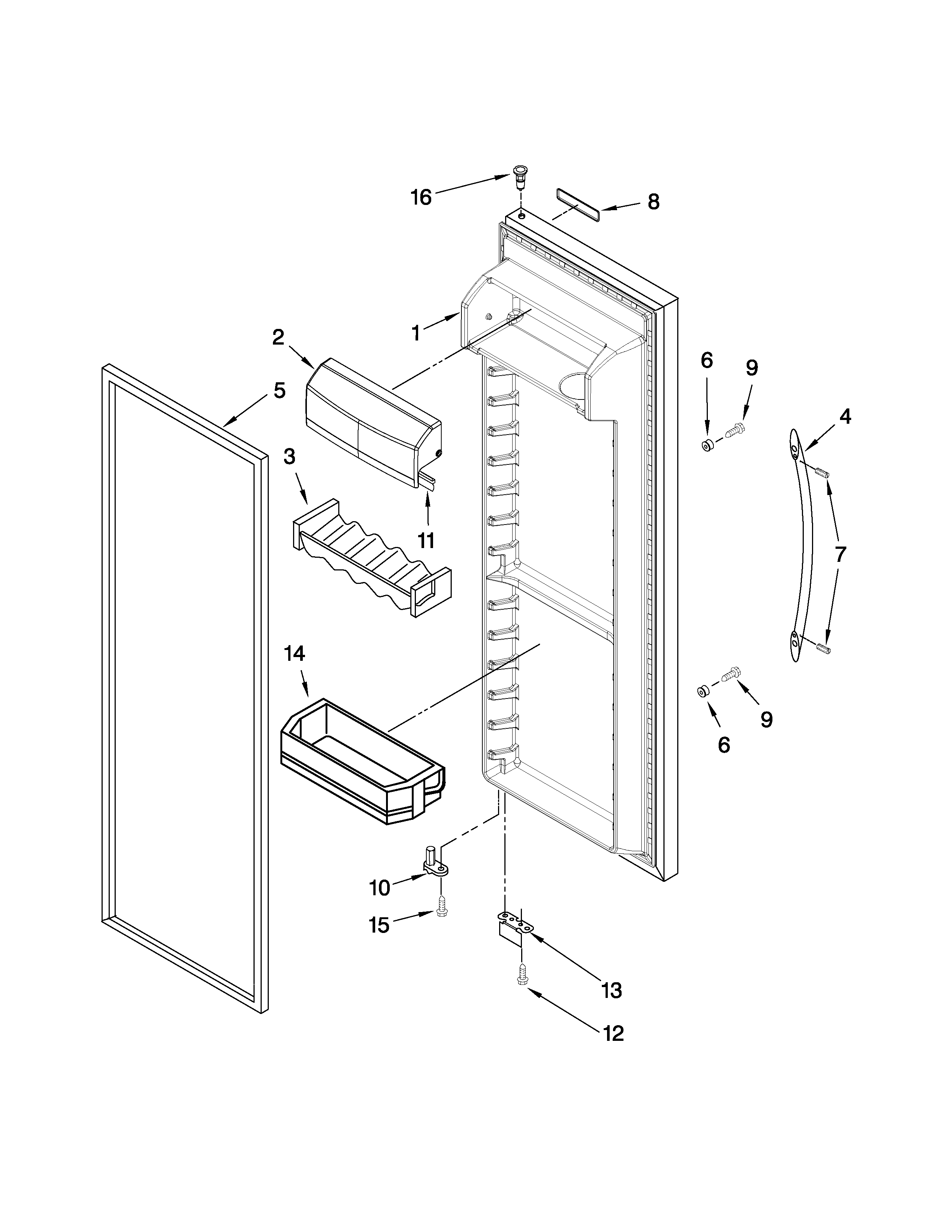KitchenAid KSRX25FTWH02 refrigerator door parts diagram