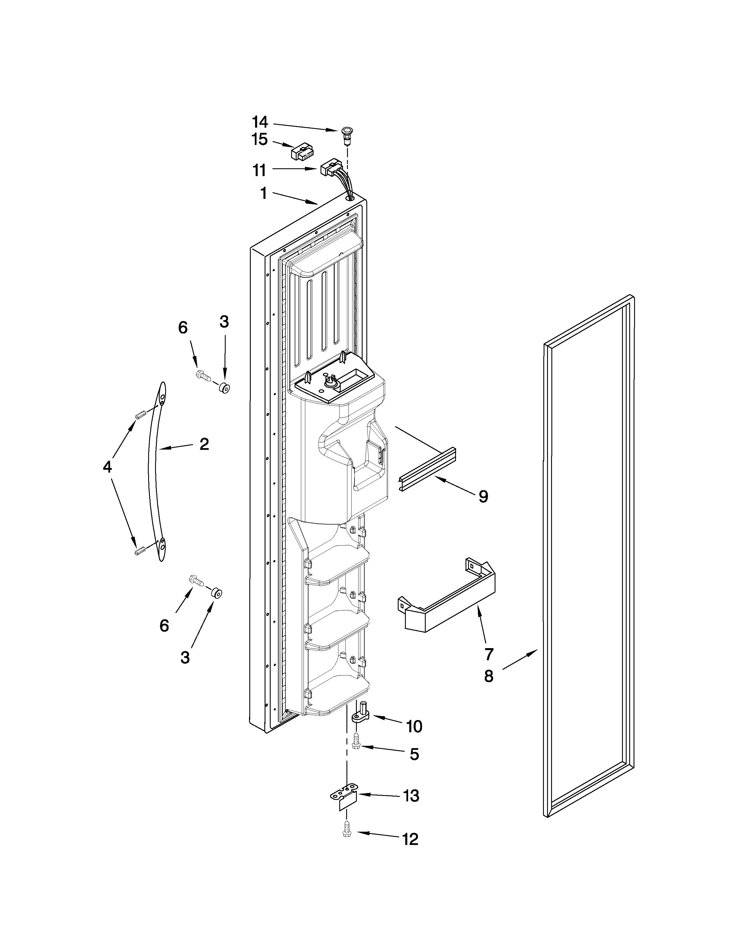 KitchenAid KSRX25FTWH02 freezer door parts diagram