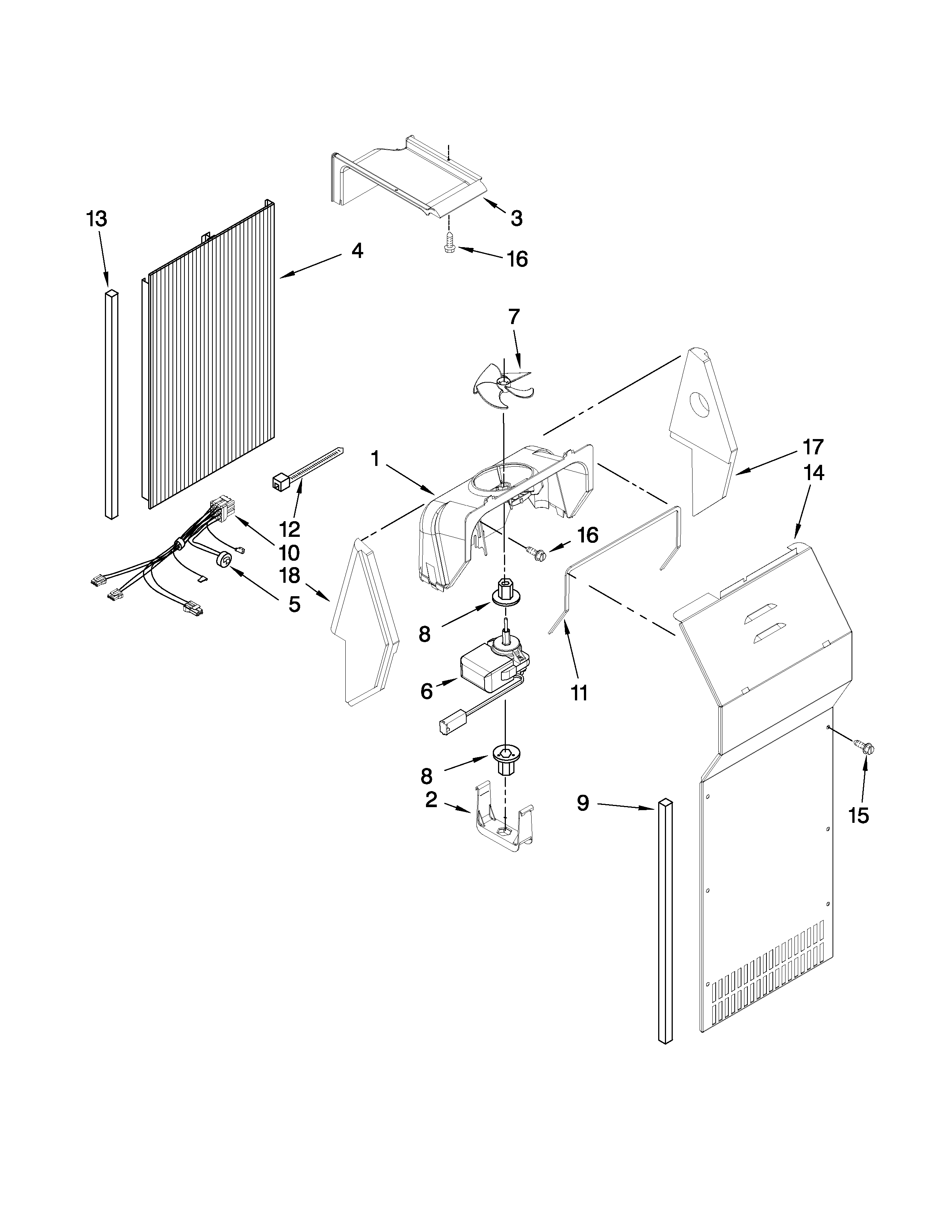 KitchenAid KSRX25FTWH02 air flow parts diagram
