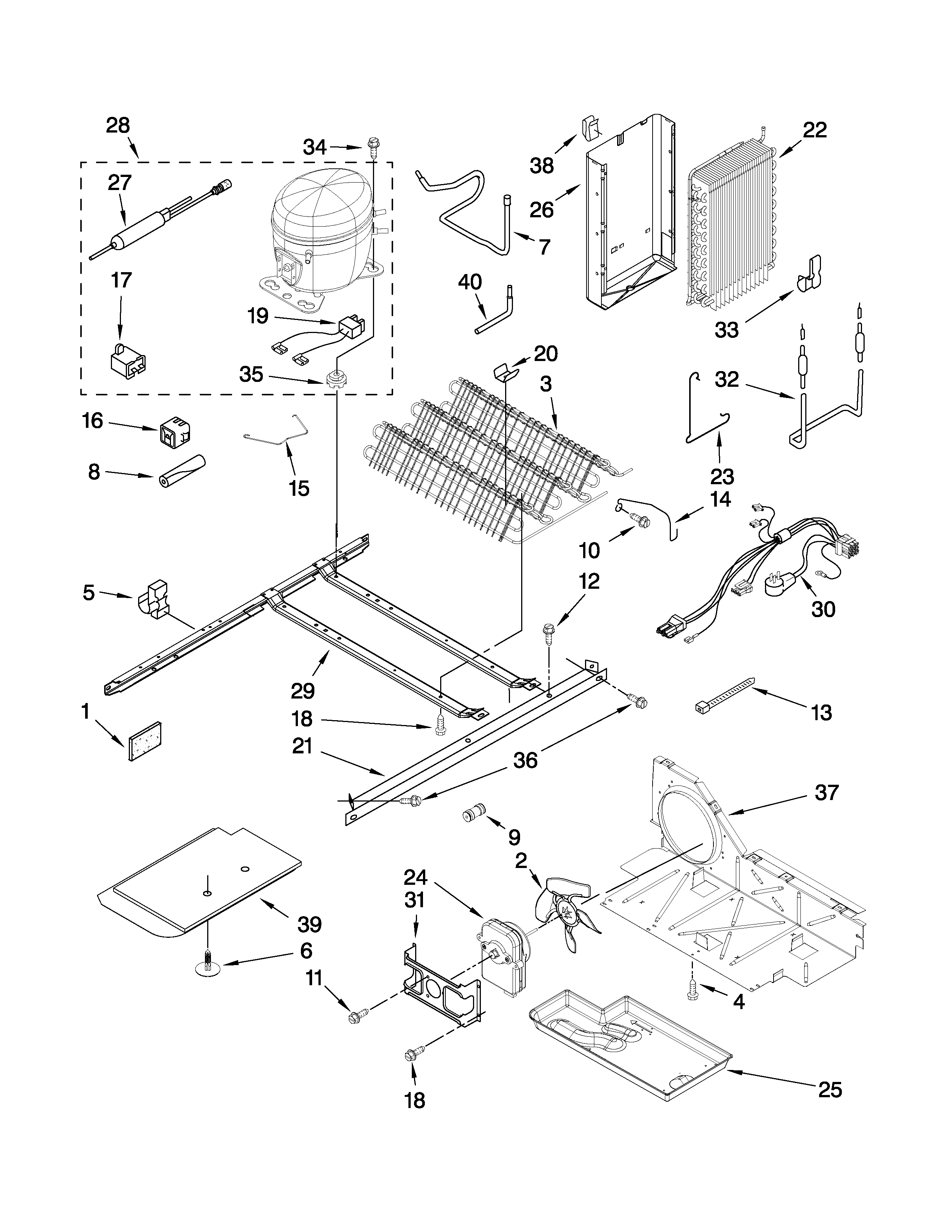 KitchenAid KSRX25FTWH02 unit parts diagram