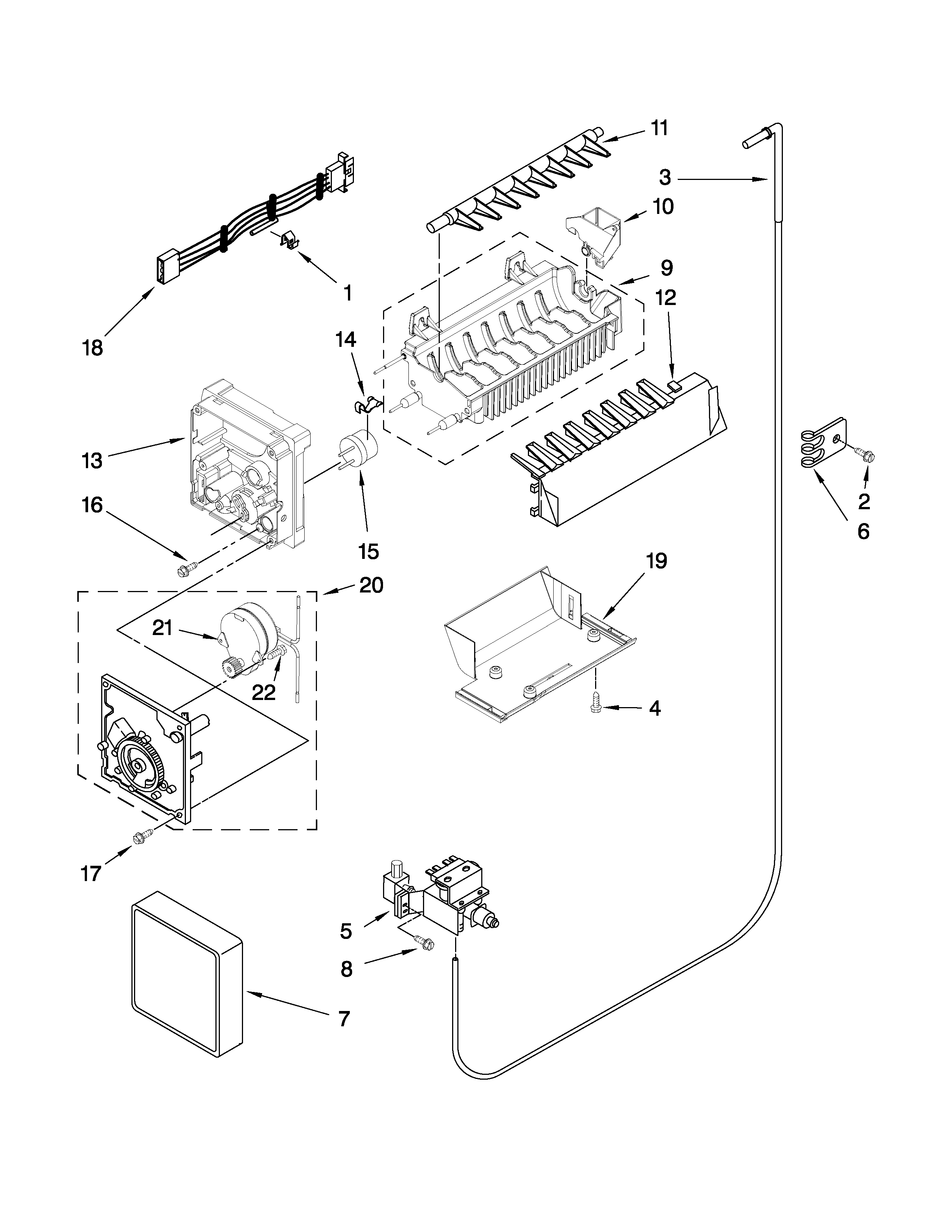 KitchenAid KSRX25FTWH02 icemaker parts diagram