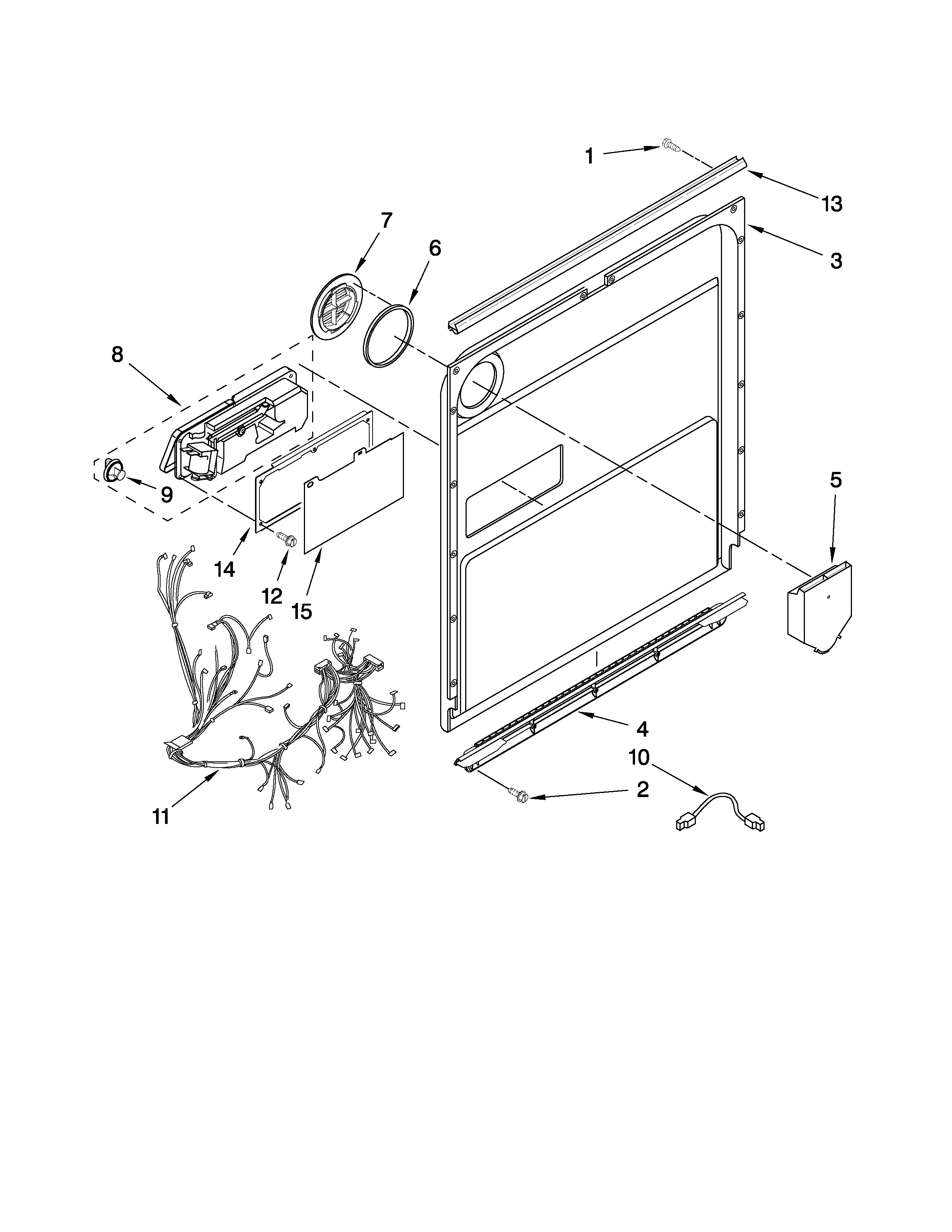 KitchenAid KUDS03FTWH3 door and latch parts diagram