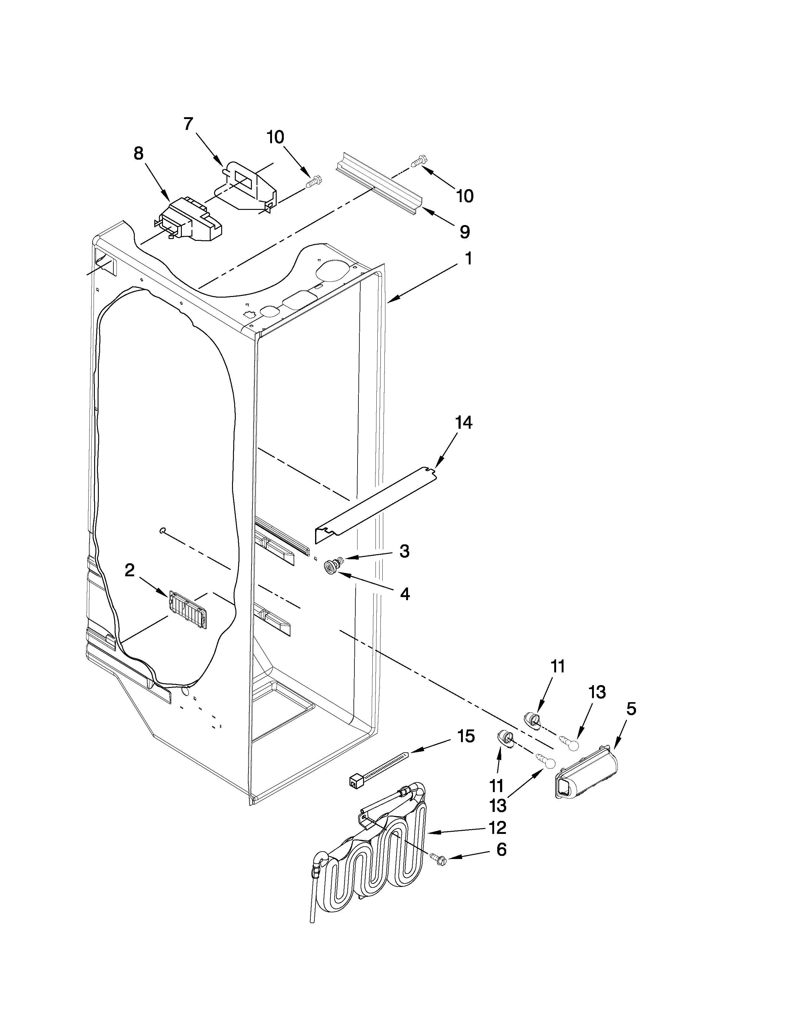 Whirlpool ED5GVEXVD01 refrigerator liner parts diagram