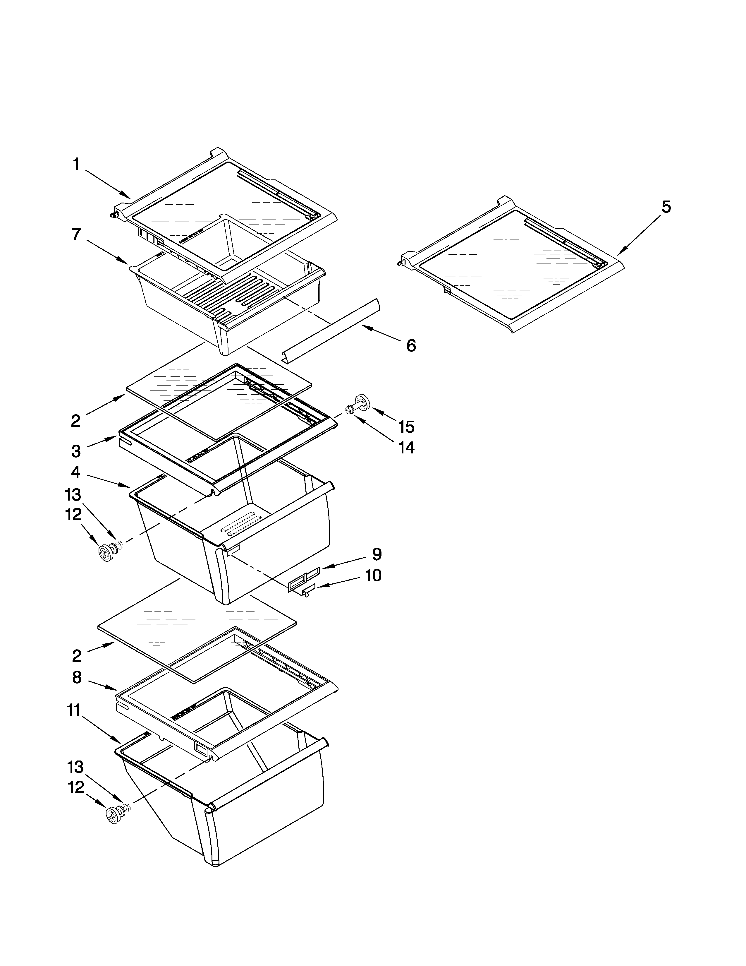 Whirlpool ED5GVEXVD01 refrigerator shelf parts diagram