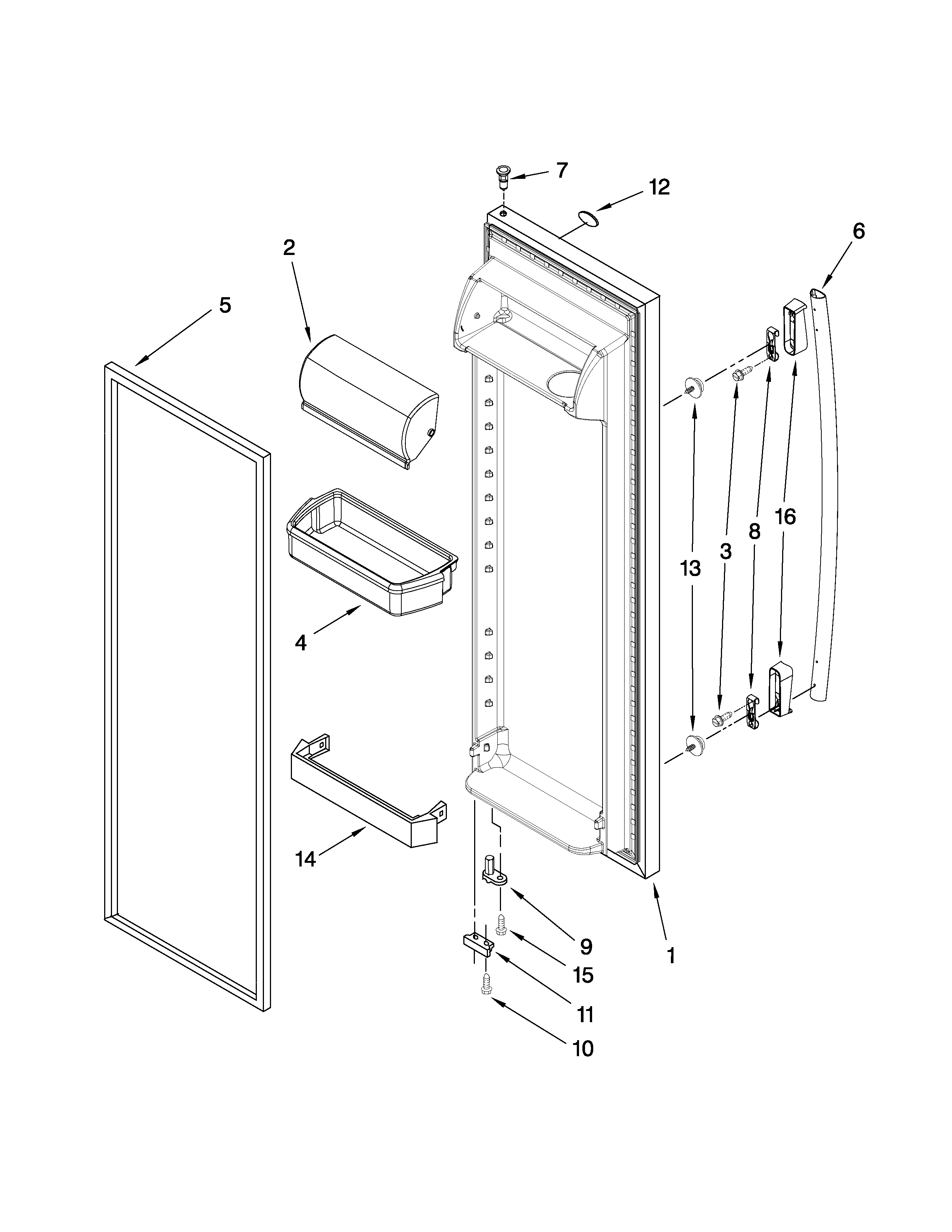 Whirlpool ED5GVEXVD01 refrigerator door parts diagram