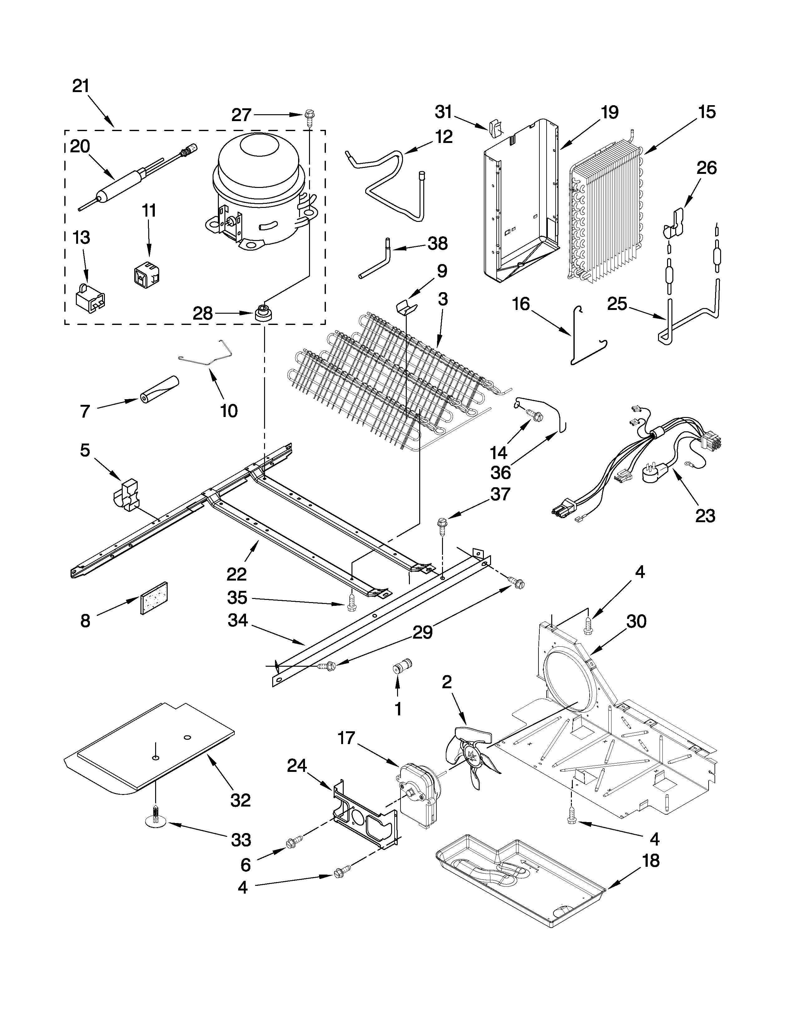 Whirlpool ED5GVEXVD01 unit parts diagram